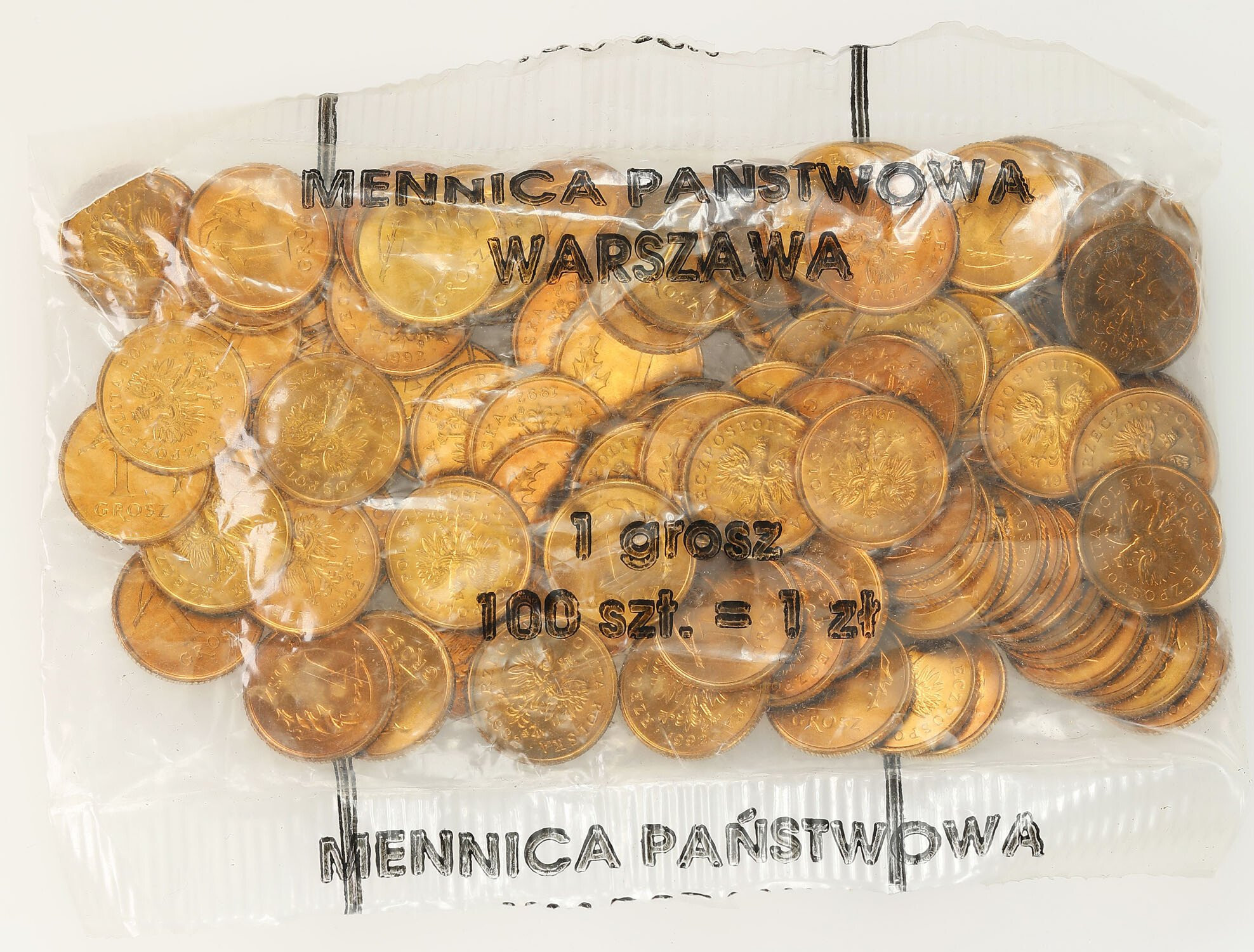 III RP 1 grosz 1992 WOREK MENNICZY 100 sztuk