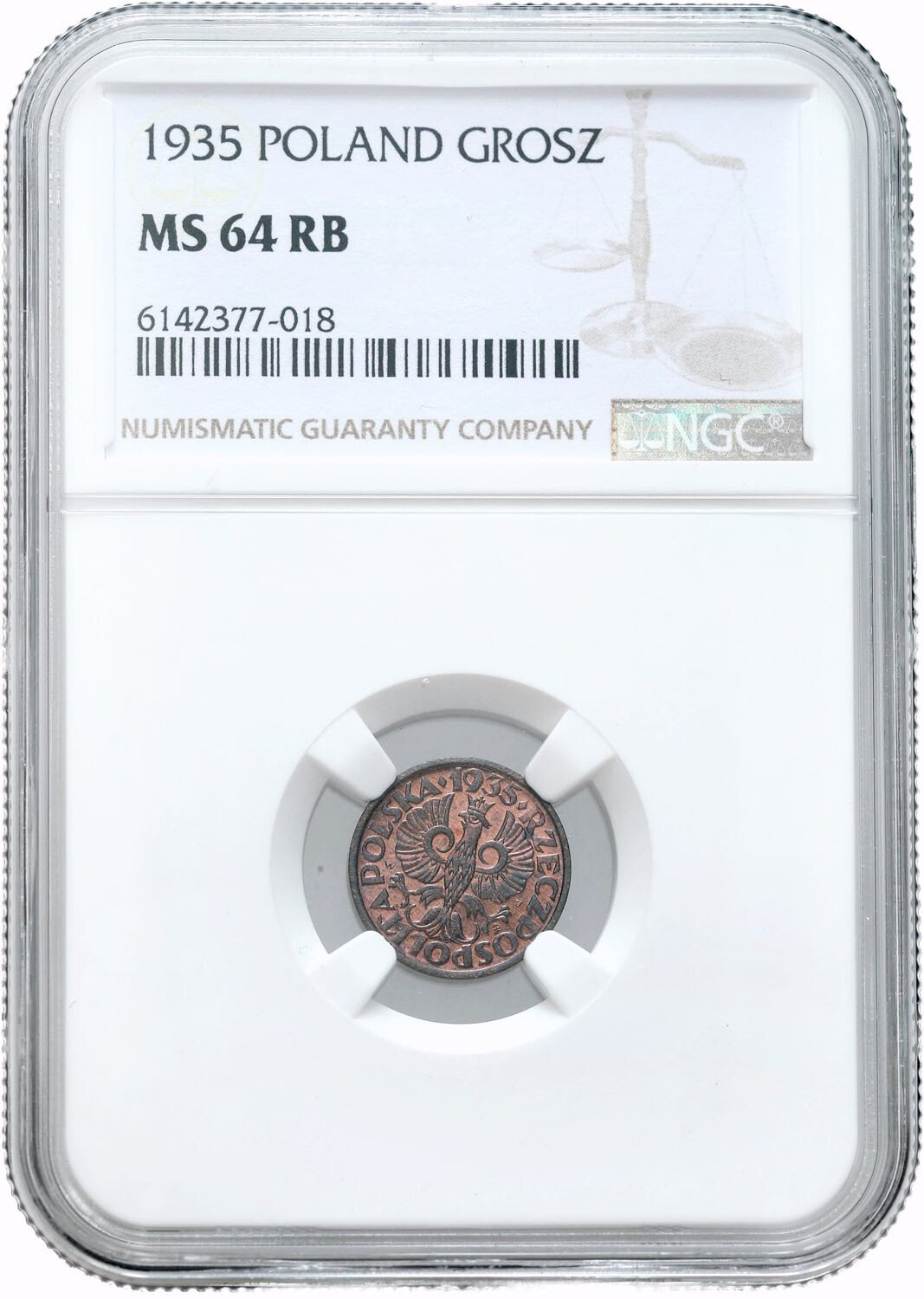 II RP. 1 grosz 1935 NGC MS64 RB