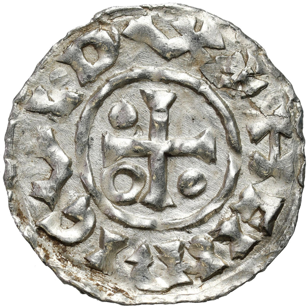 Niemcy, Bawaria, Augsburg. Henryk II (985–995), Denar, Augsburg - RZADKI