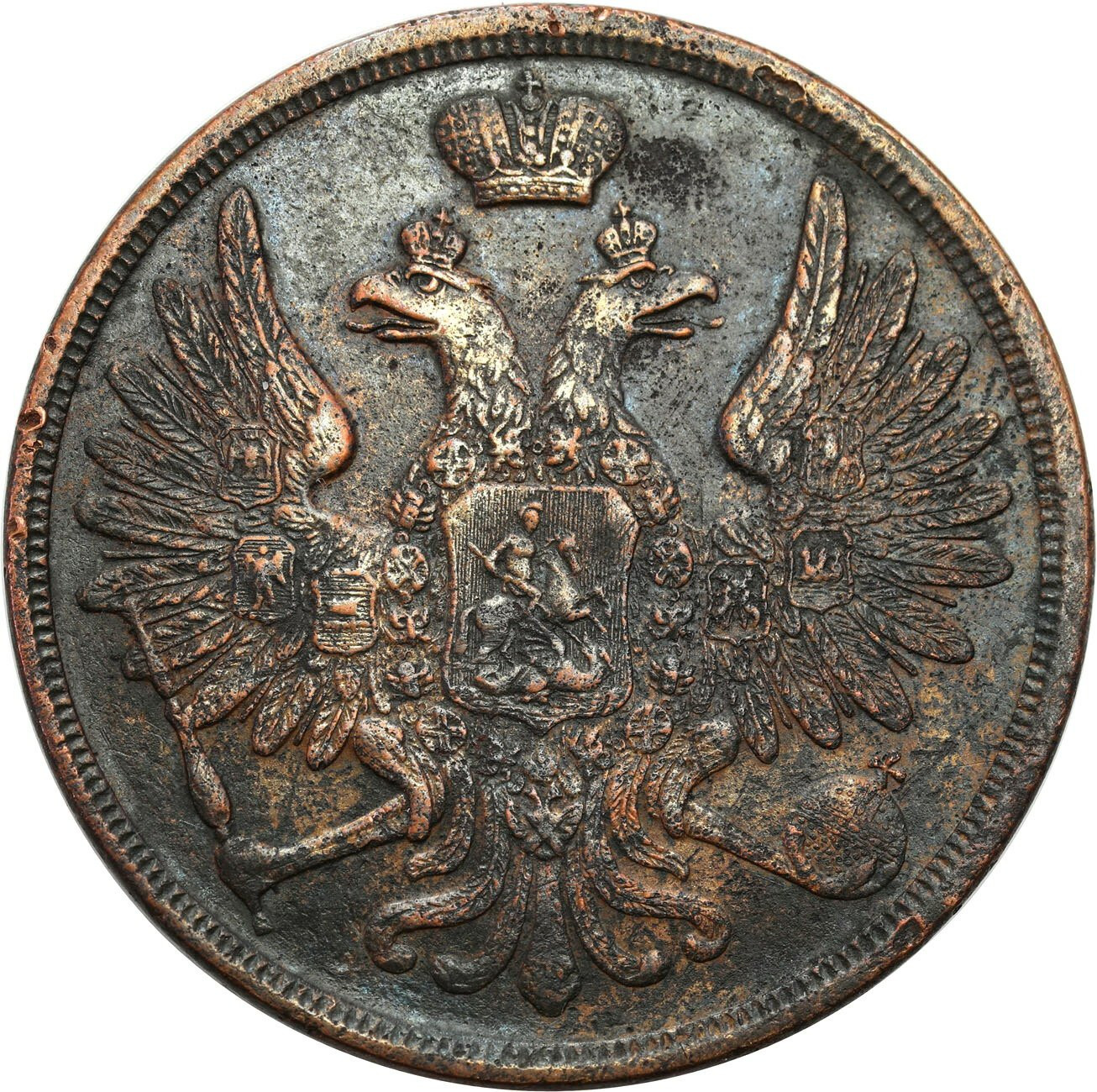 Polska XIX w. /Rosja. Aleksander II. 3 kopiejki 1859 BM, Warszawa – RZADKIE