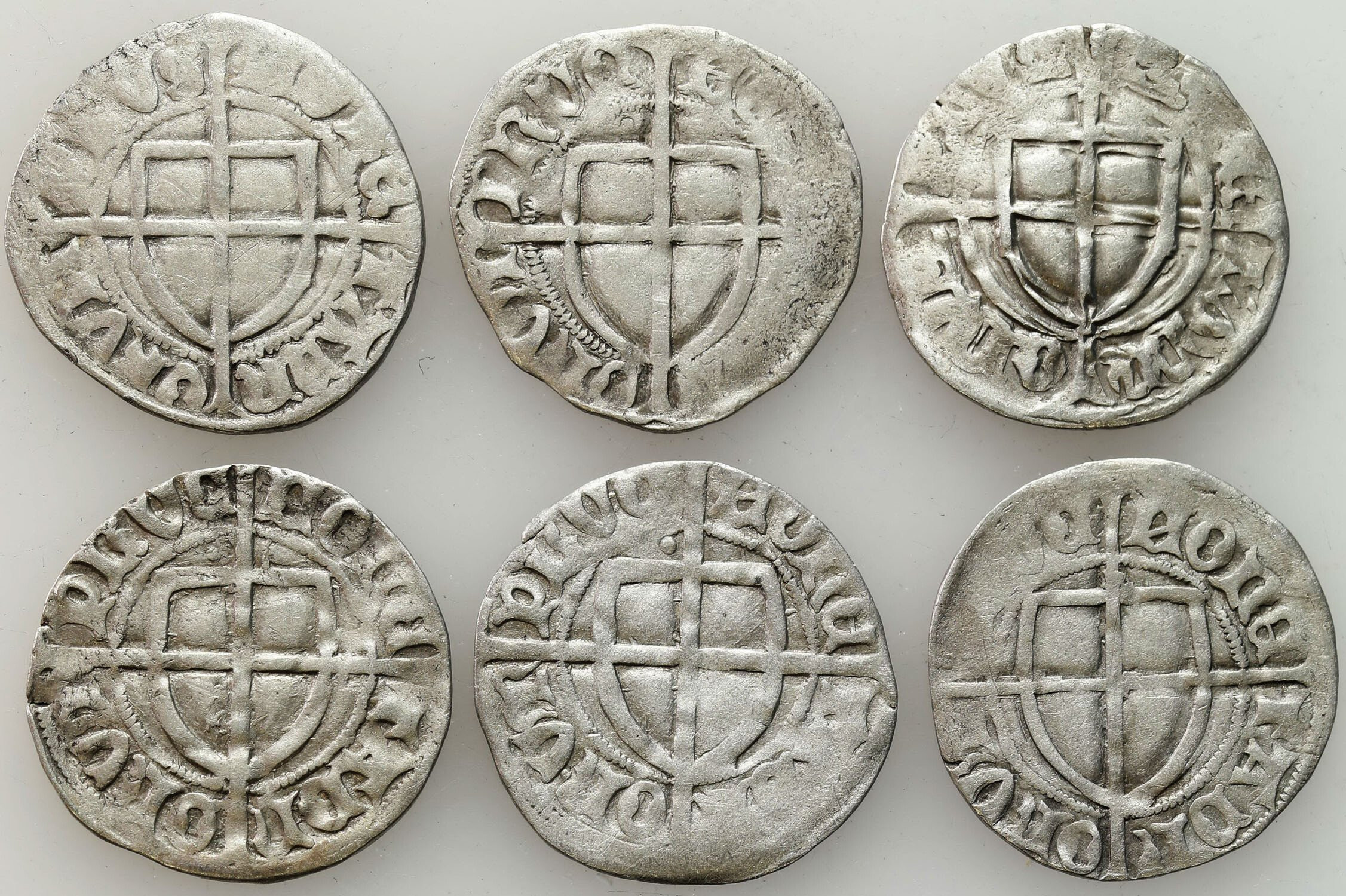 Zakon Krzyżacki. Paweł I Bellitzer (1422–1441). Szeląg, zestaw 6 monet