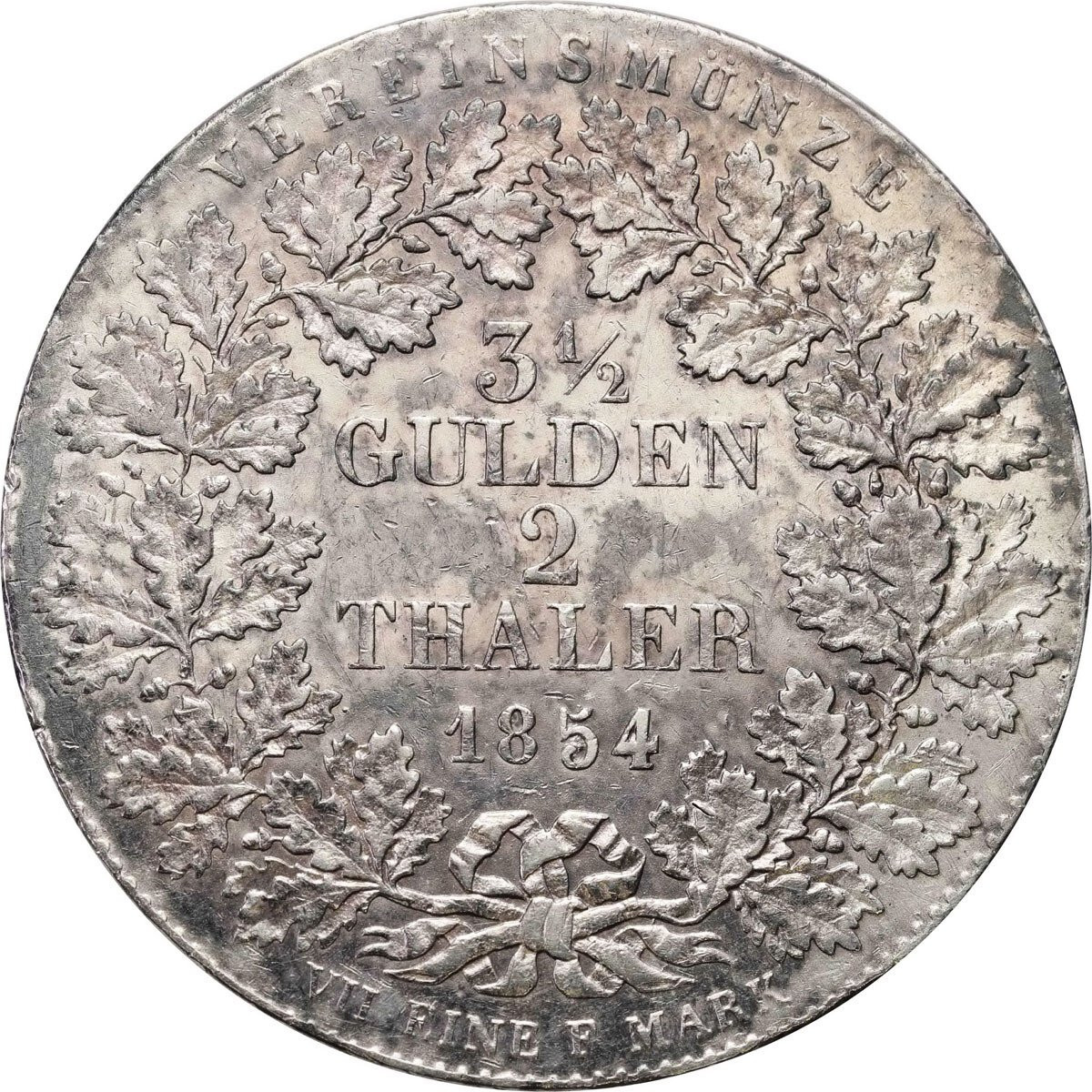 Niemcy. 3 1/2 Gulden - 2 talary 1854, Frankfurt