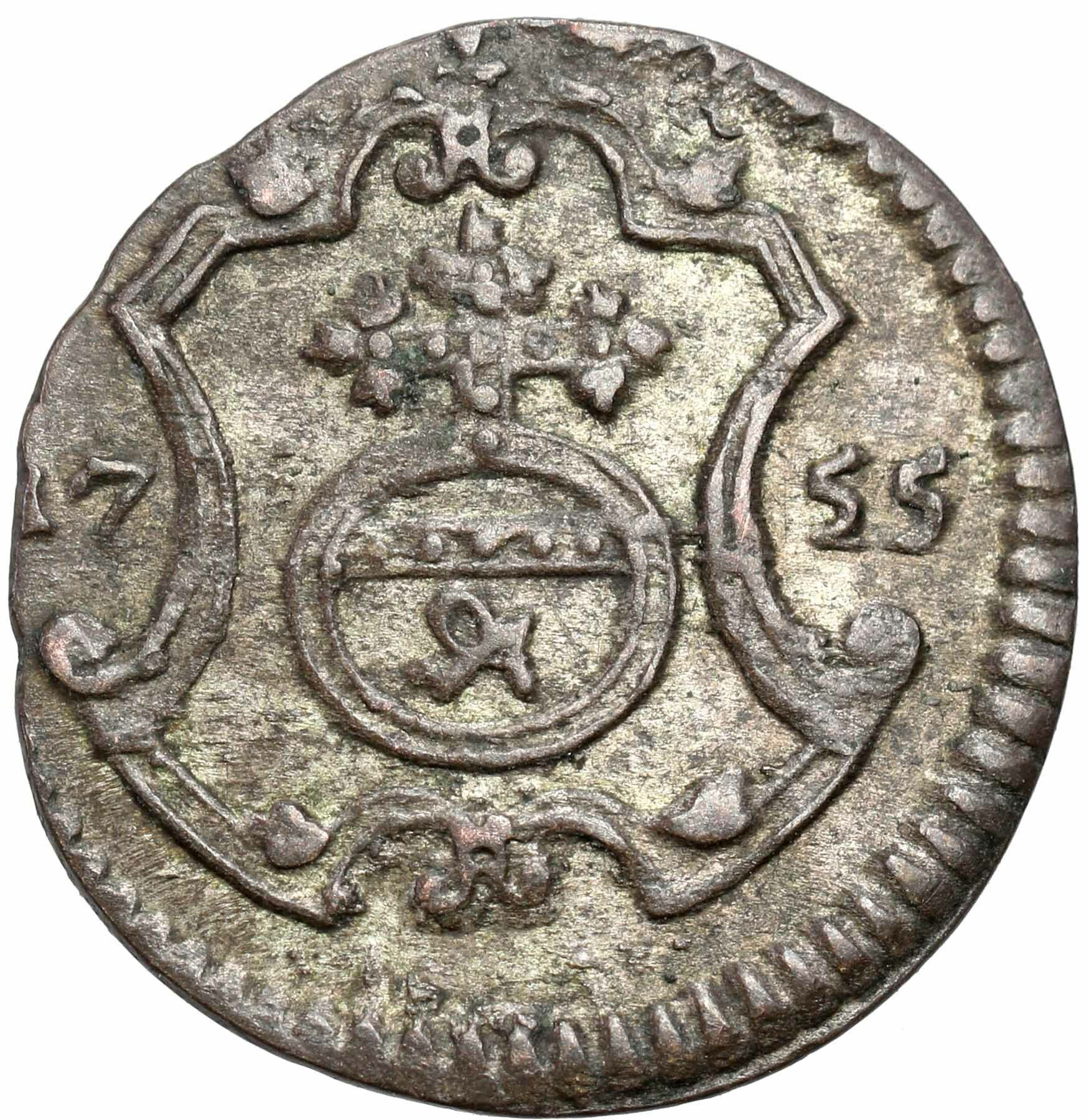 August III Sas. Halerz (fenig) 1755 FWôF Drezno 