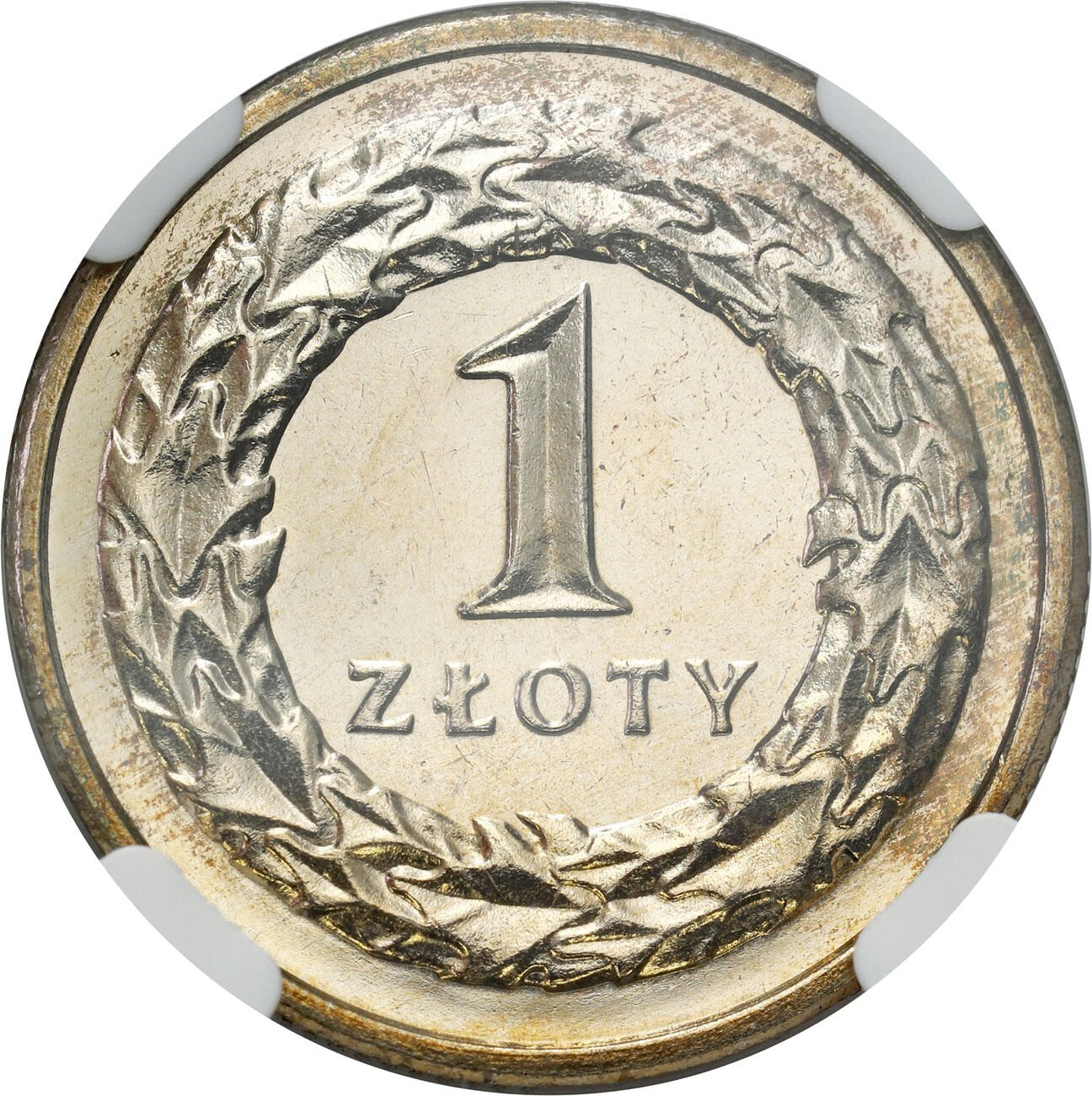 III RP. 1 złoty 1990 NGC MS64 – PIĘKNE