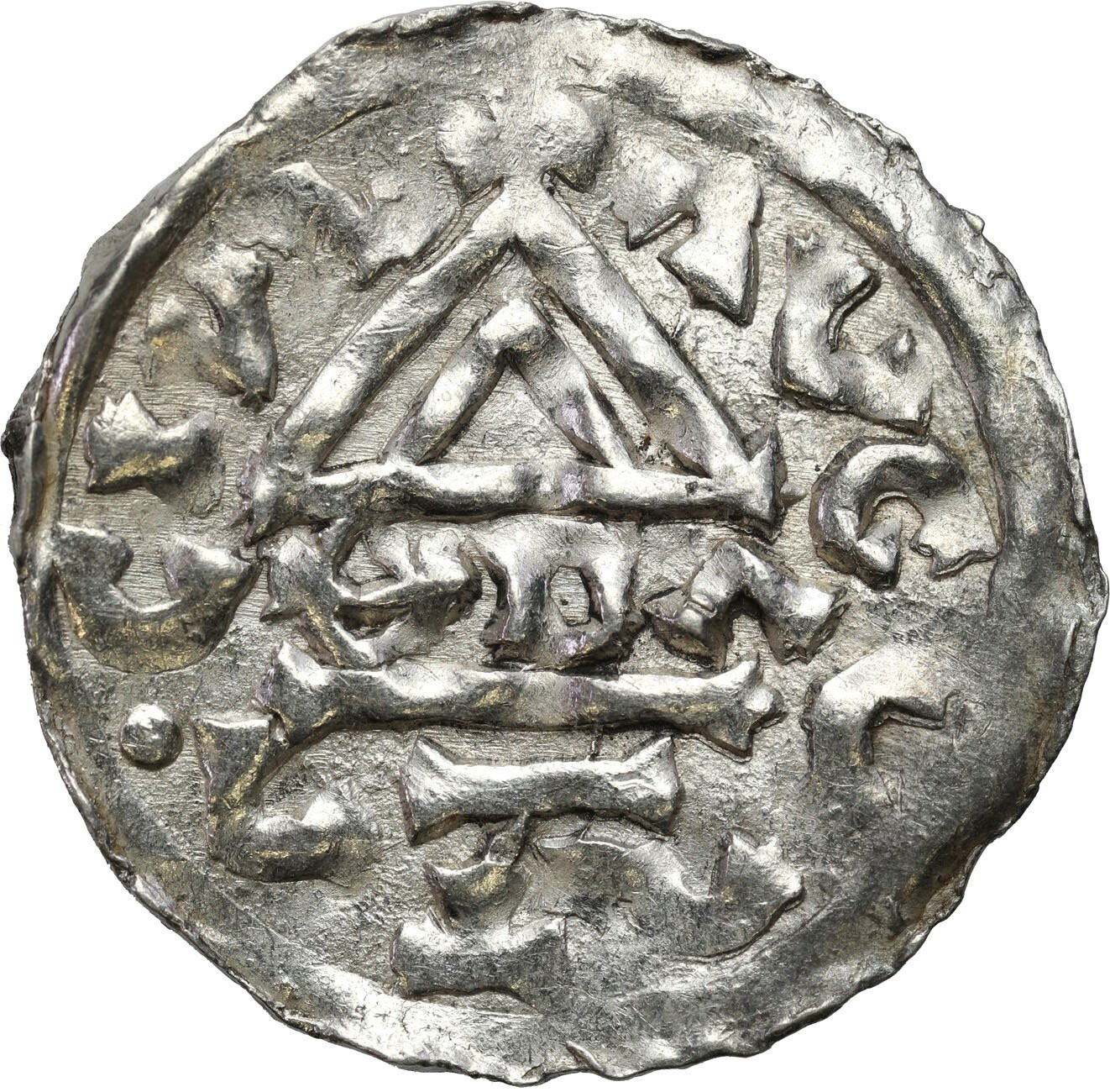 Niemcy, Bawaria, Augsburg. Henryk II (985–995), Denar, Augsburg – RZADKI