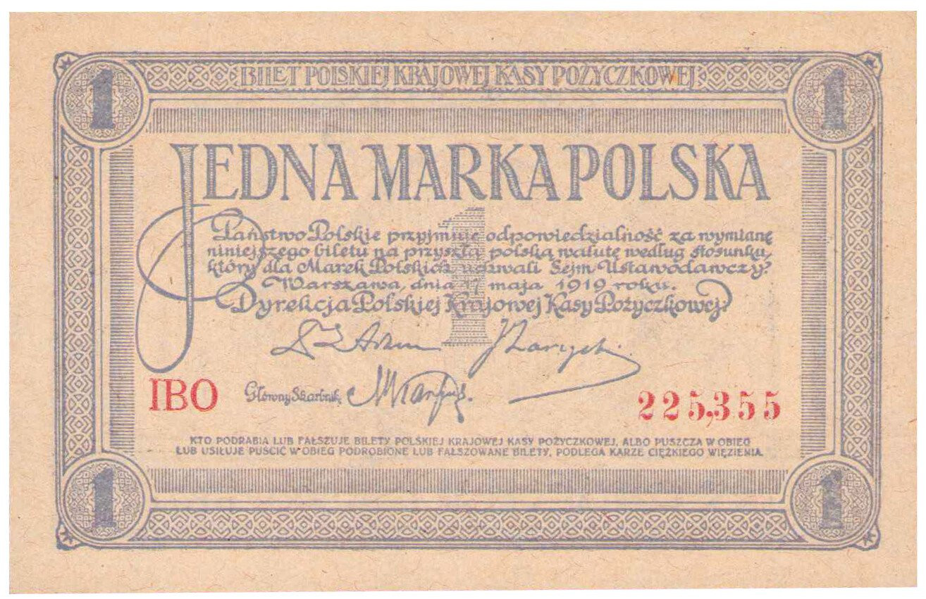 1 marka polska 1919 seria IBO - PIĘKNE