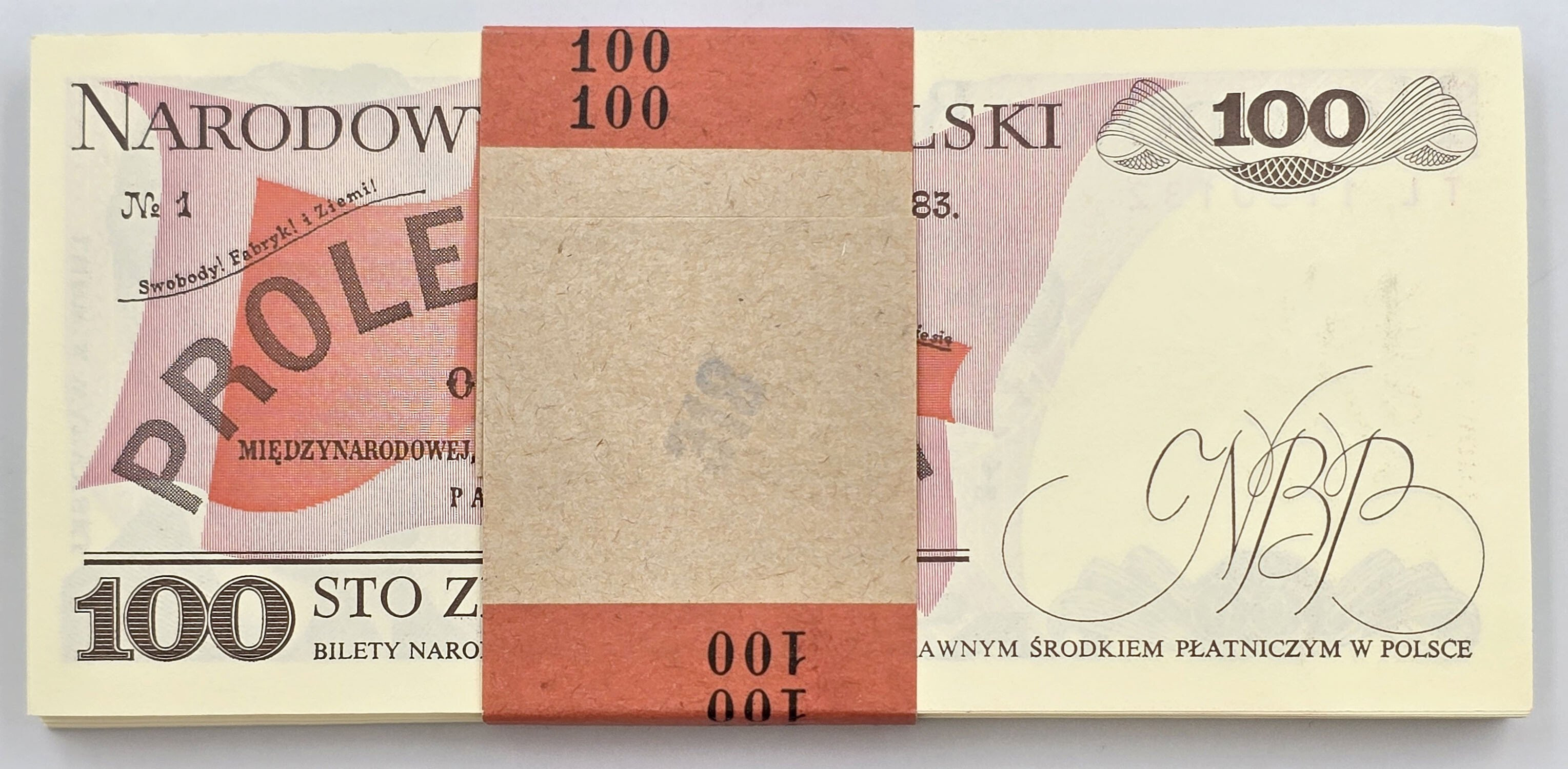 PRL. 100 złotych 1988 Waryński seria TL, zestaw 100 sztuk - PACZKA BANKOWA