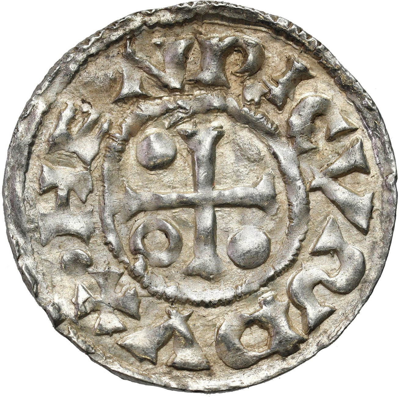Niemcy, Bawaria, Ratyzbona. Henryk II Kłótnik II - drugie panowanie (985–995). Denar - PIĘKNY