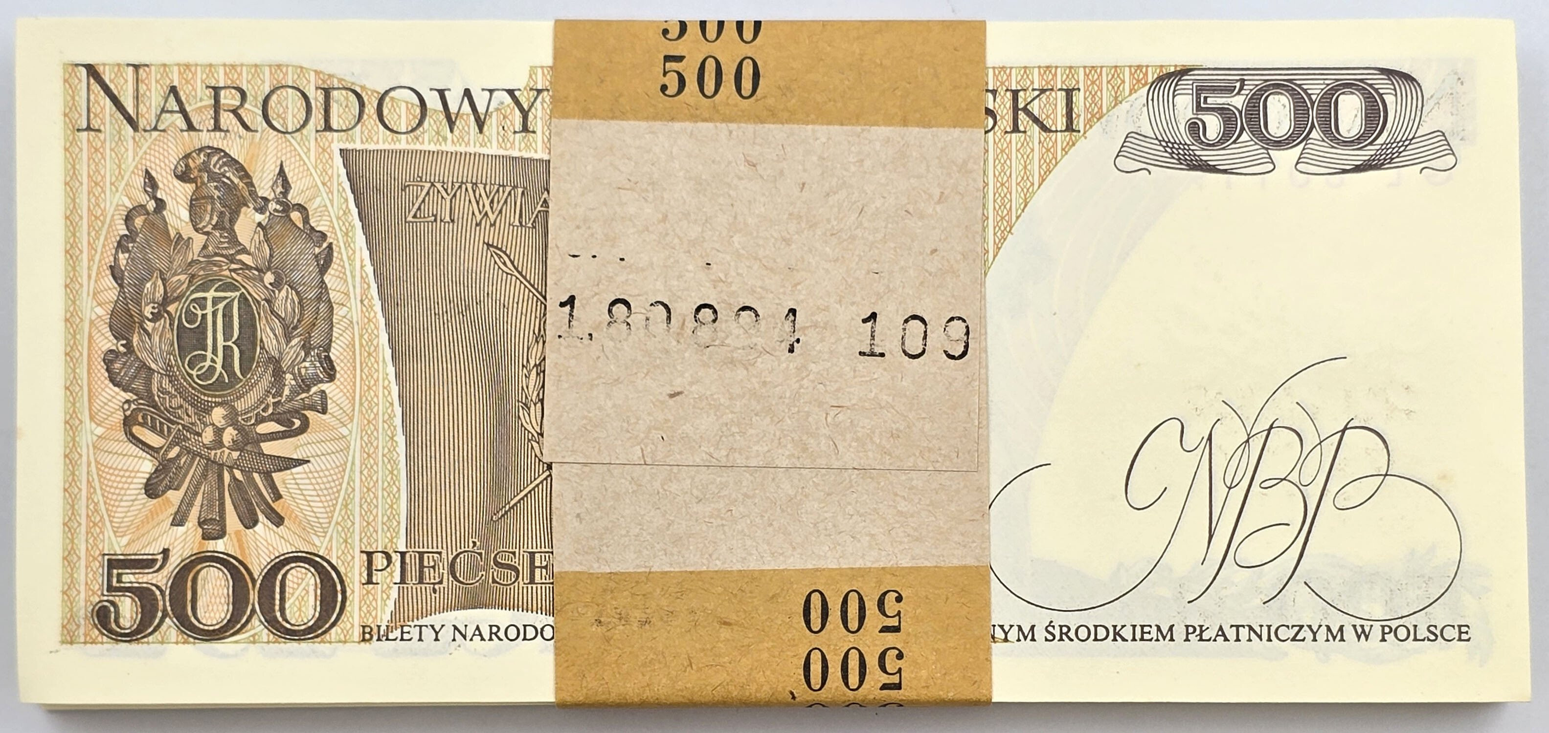 PRL. 500 złotych 1982 seria GL, zestaw 100 sztuk - PACZKA BANKOWA