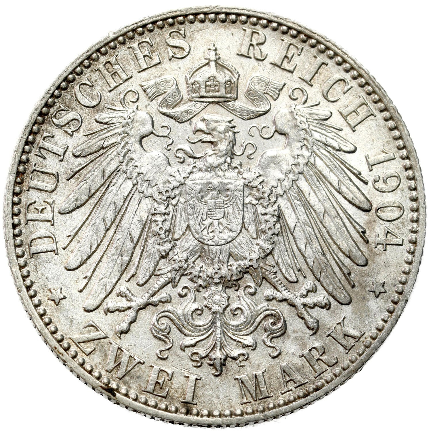 Niemcy, Saksonia. Jerzy (1902–1904). 2 marki 1904 E, Muldenhütten