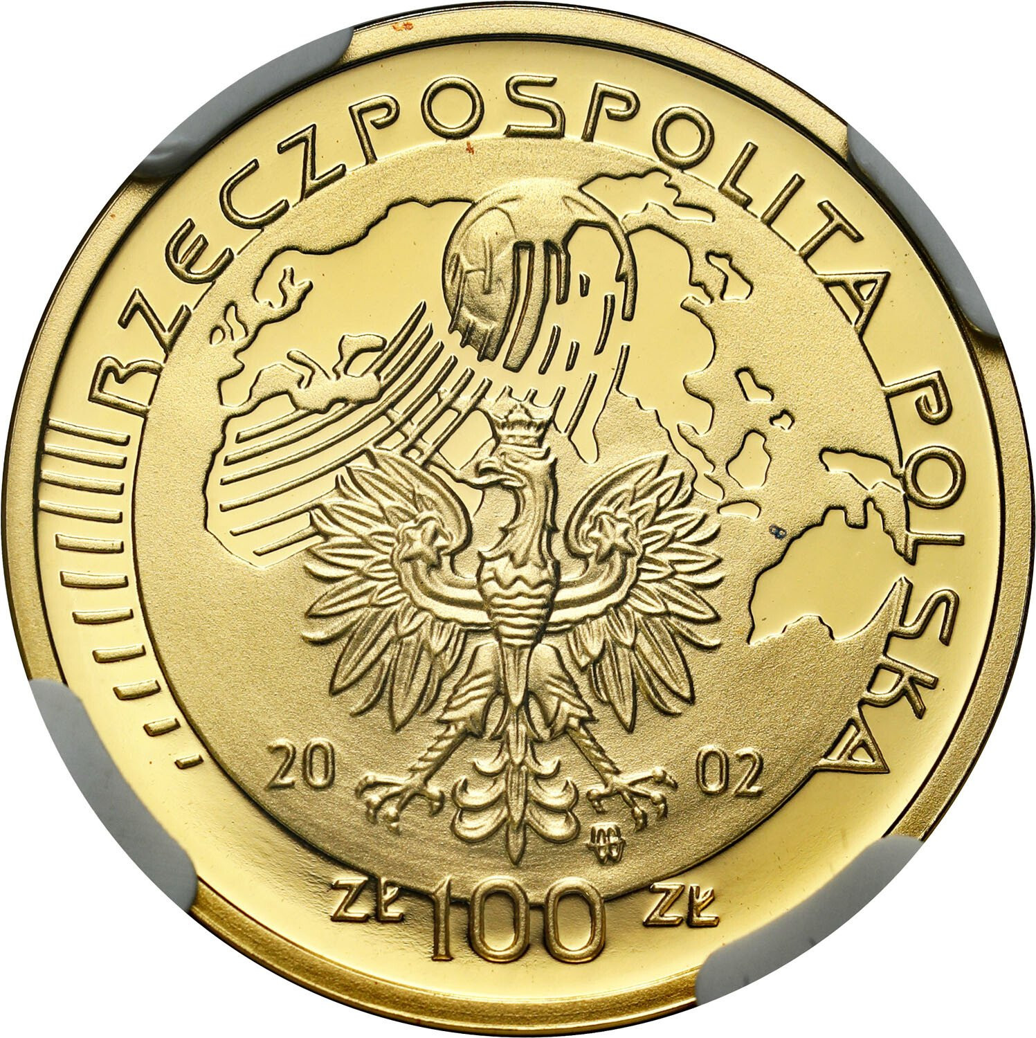III RP. 100 złotych 2002 Korea Japonia Piłka NGC PF69 ULTRA CAMEO (2 MAX)