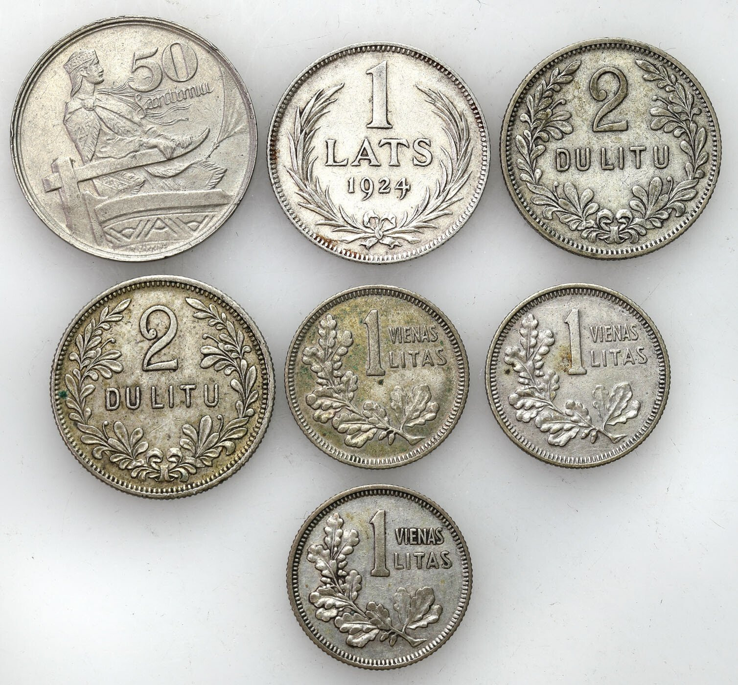 Litwa, Łotwa. 1922-1925, zestaw 7 monet
