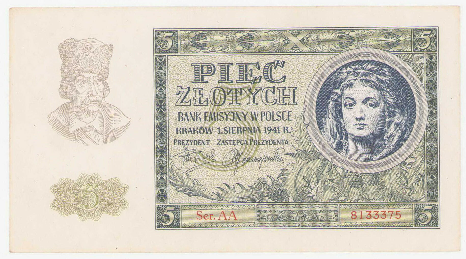 5 złotych 1941 seria AA