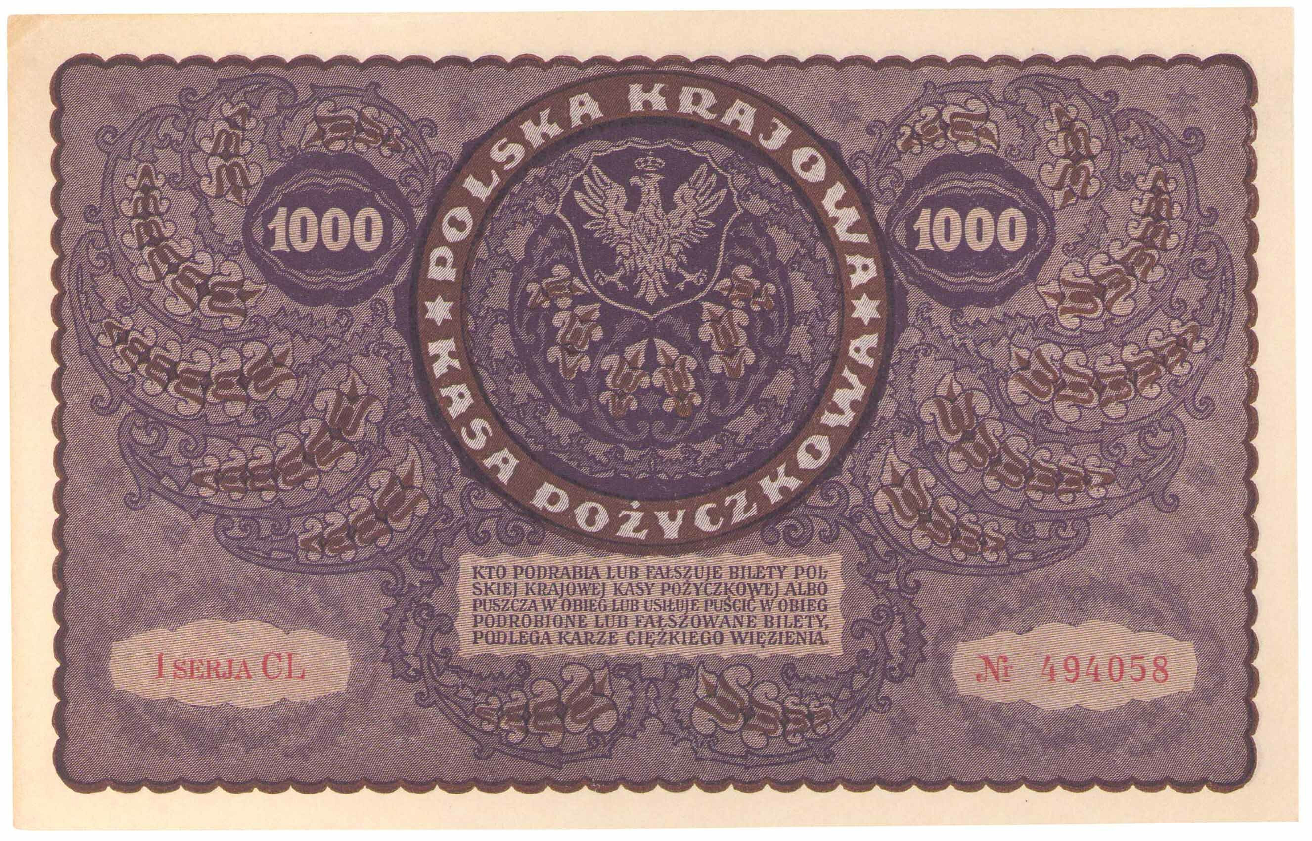 1.000 marek polskich 1919 seria I-CL