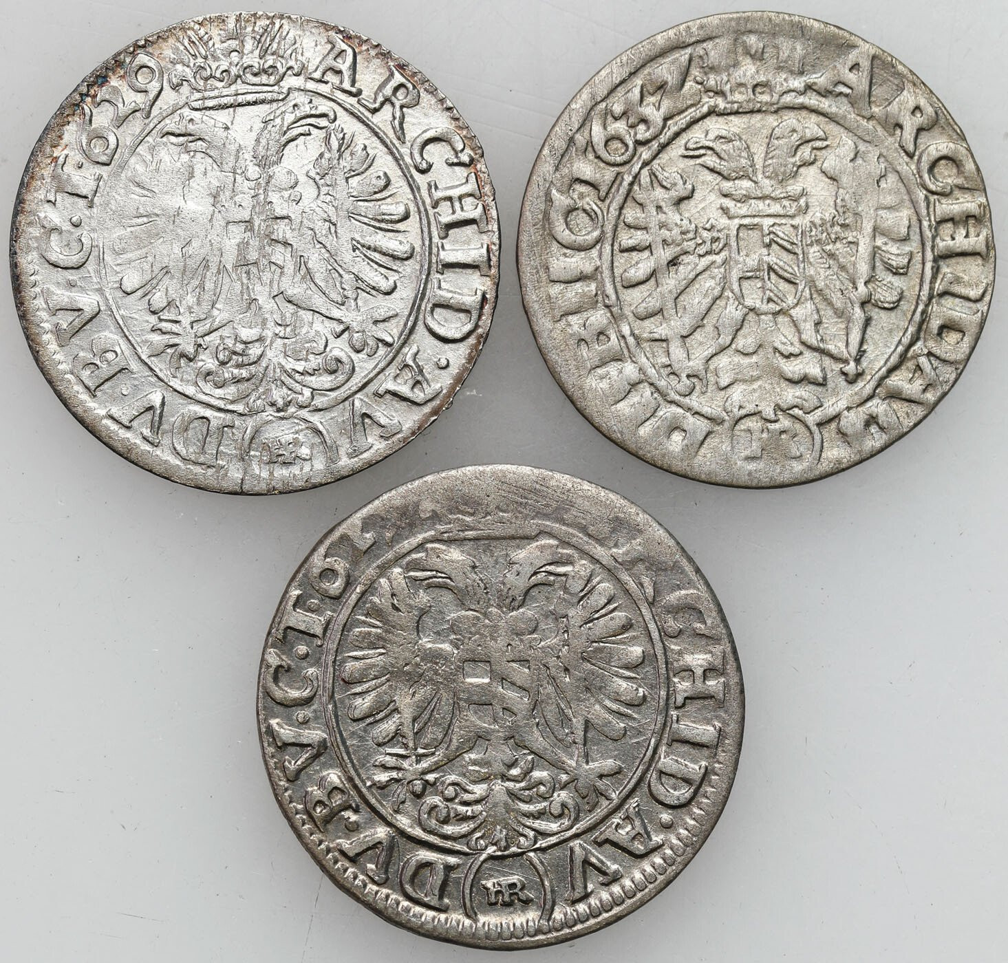 Śląsk, Ferdynand II (1619–1637). 3 krajcary 1627, 1629, 1632 HR, Wrocław