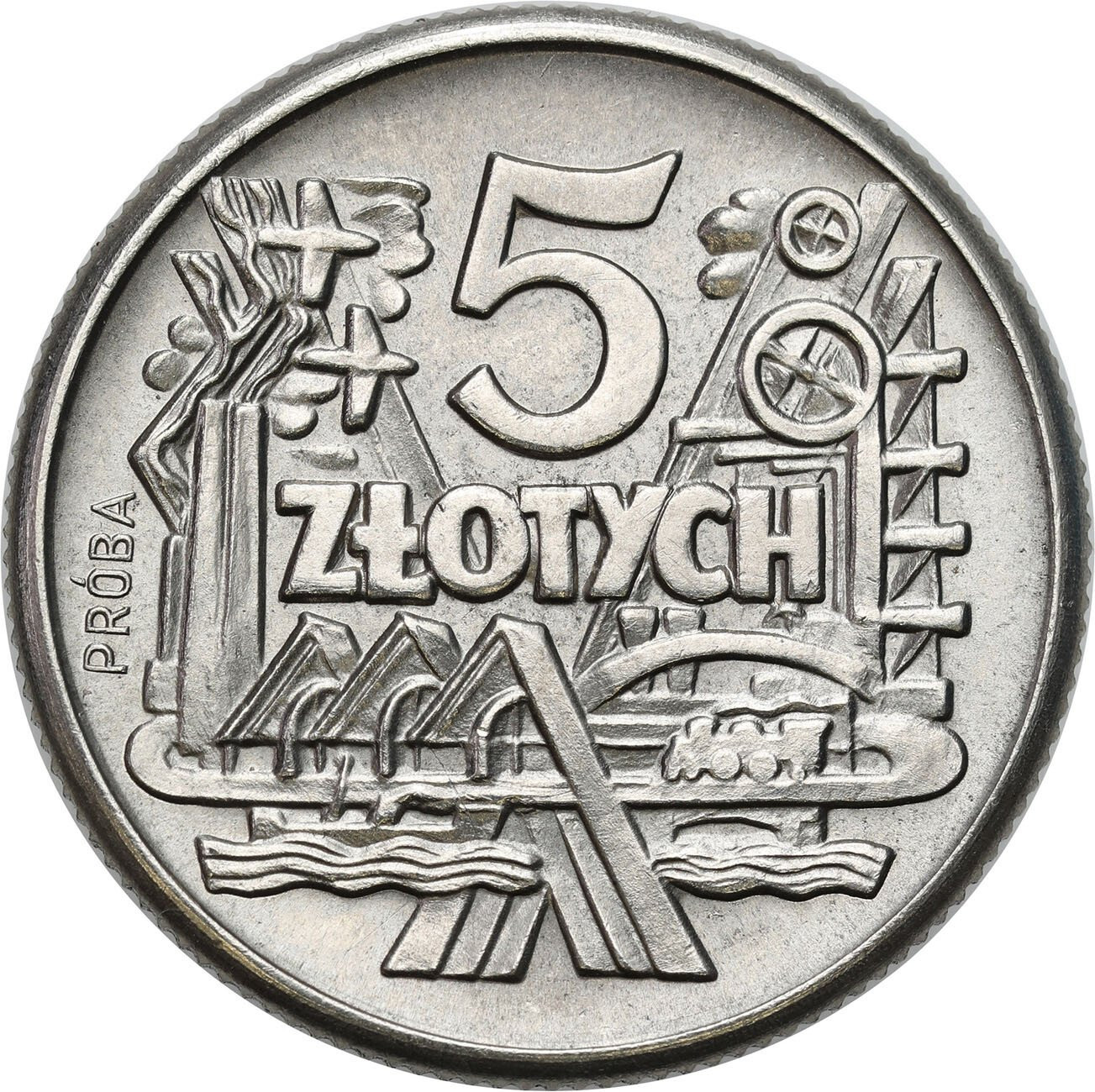PRL. PRÓBA Nikiel 5 złotych 1959 - szyby kopalniane