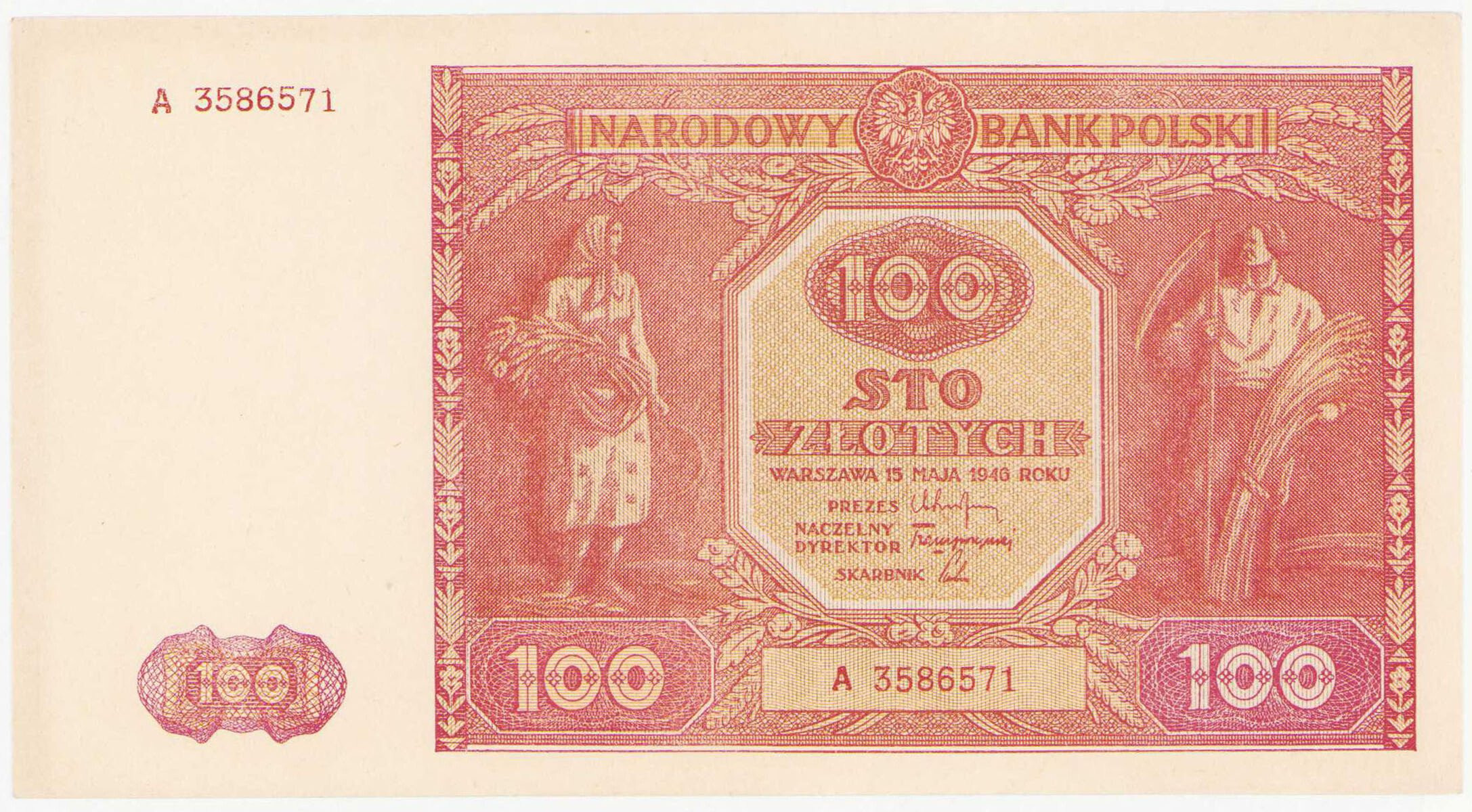 100 złotych 1946 seria A - RZADKOŚĆ R4