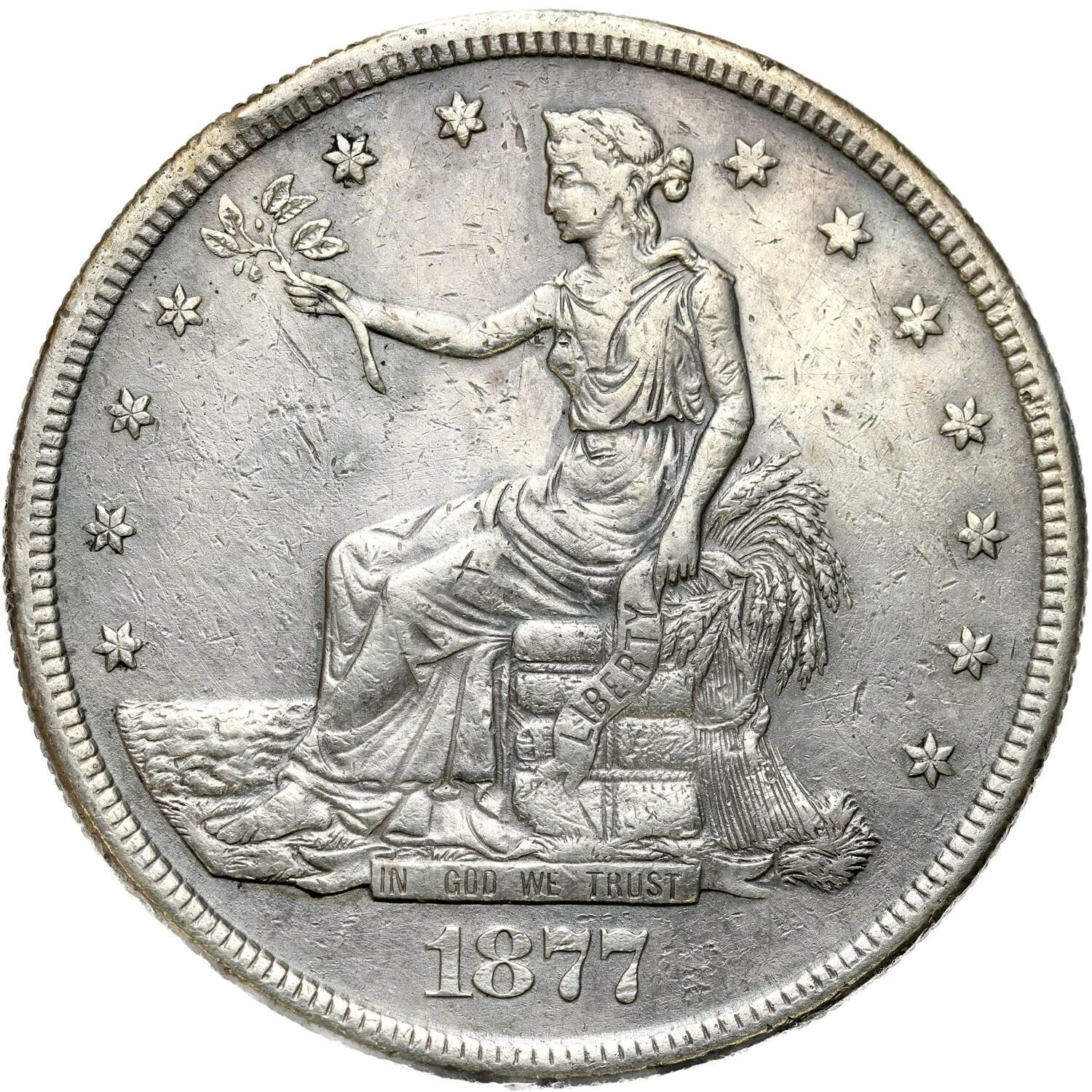 USA. Trade dolar 1877 S, San Francisco - RZADKI