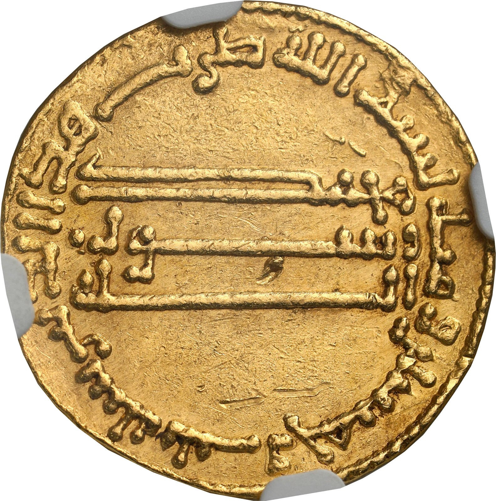 Islam, Abbasydzi. Abu Dżafar al-Mansur (AH 136-158/754-775). Dinar AH153 (770 AD). NGC UNC