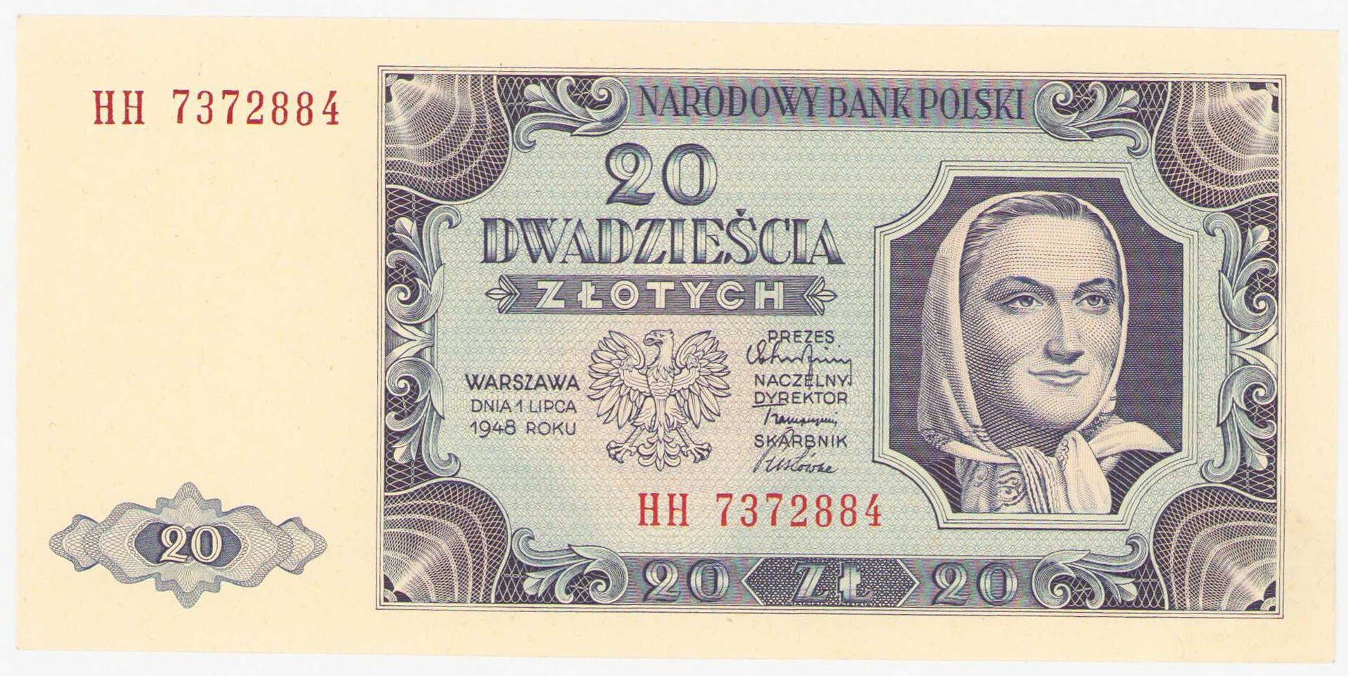 20 złotych 1948 seria HH