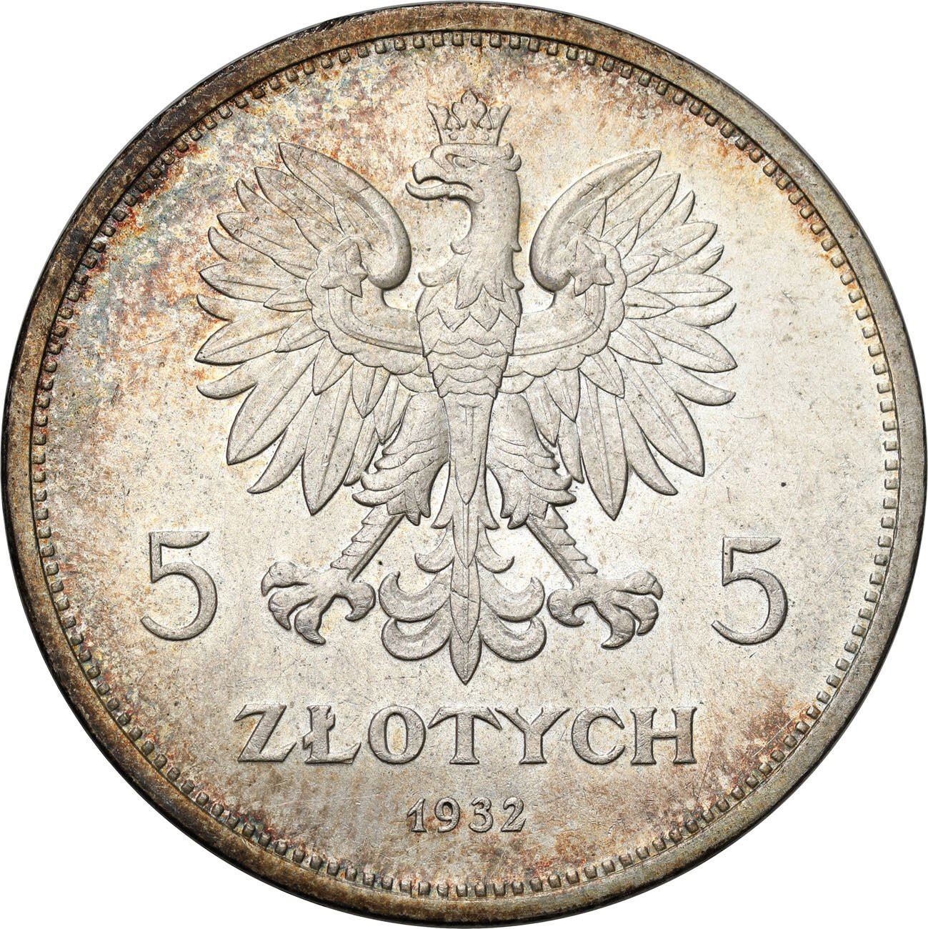 5 złotych 1932 Nike NGC MS61 Najrzadsza moneta obiegowa II RP - PIĘKNA i RZADKA