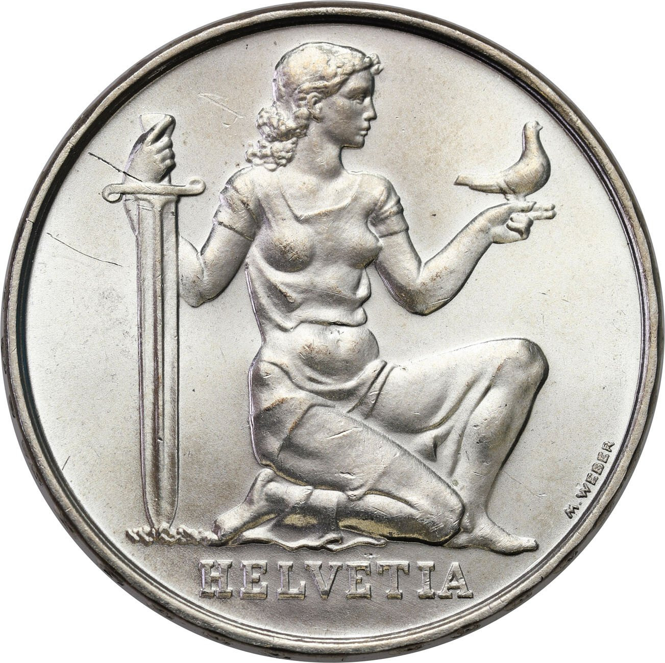 Szwajcaria. 5 franków 1936 B, Berno – RZADSZE
