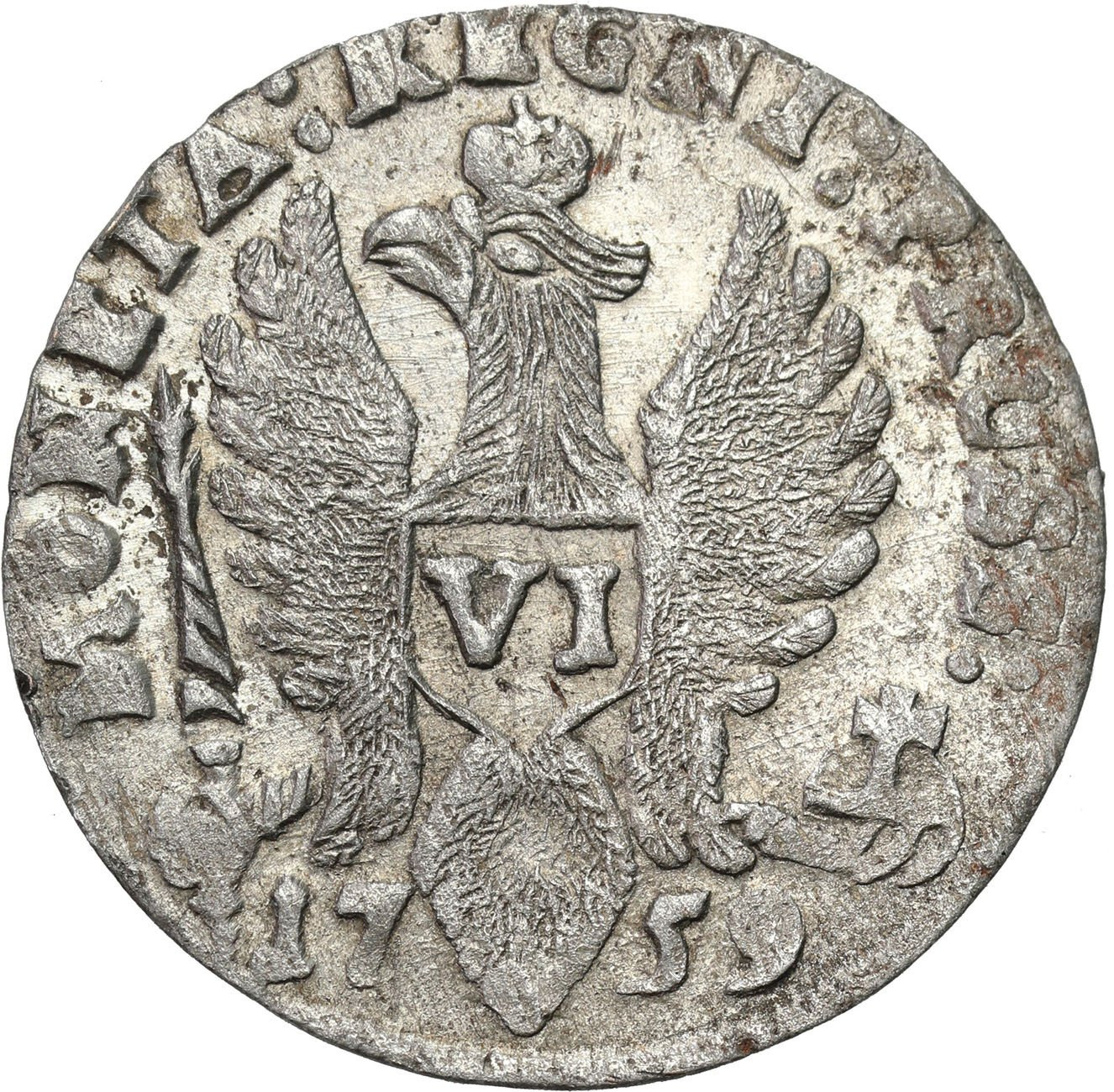 Rosja. Elżbieta. Szóstak (6 groszy) 1759 IDG , Królewiec - RZADKI ROCZNIK