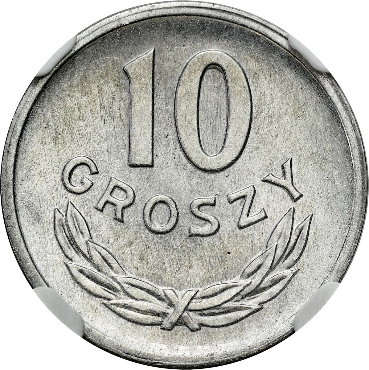 PRL. 10 groszy 1973 BEZ ZNAKU NGC MS65 (2MAX)- Najrzadsza moneta PRL