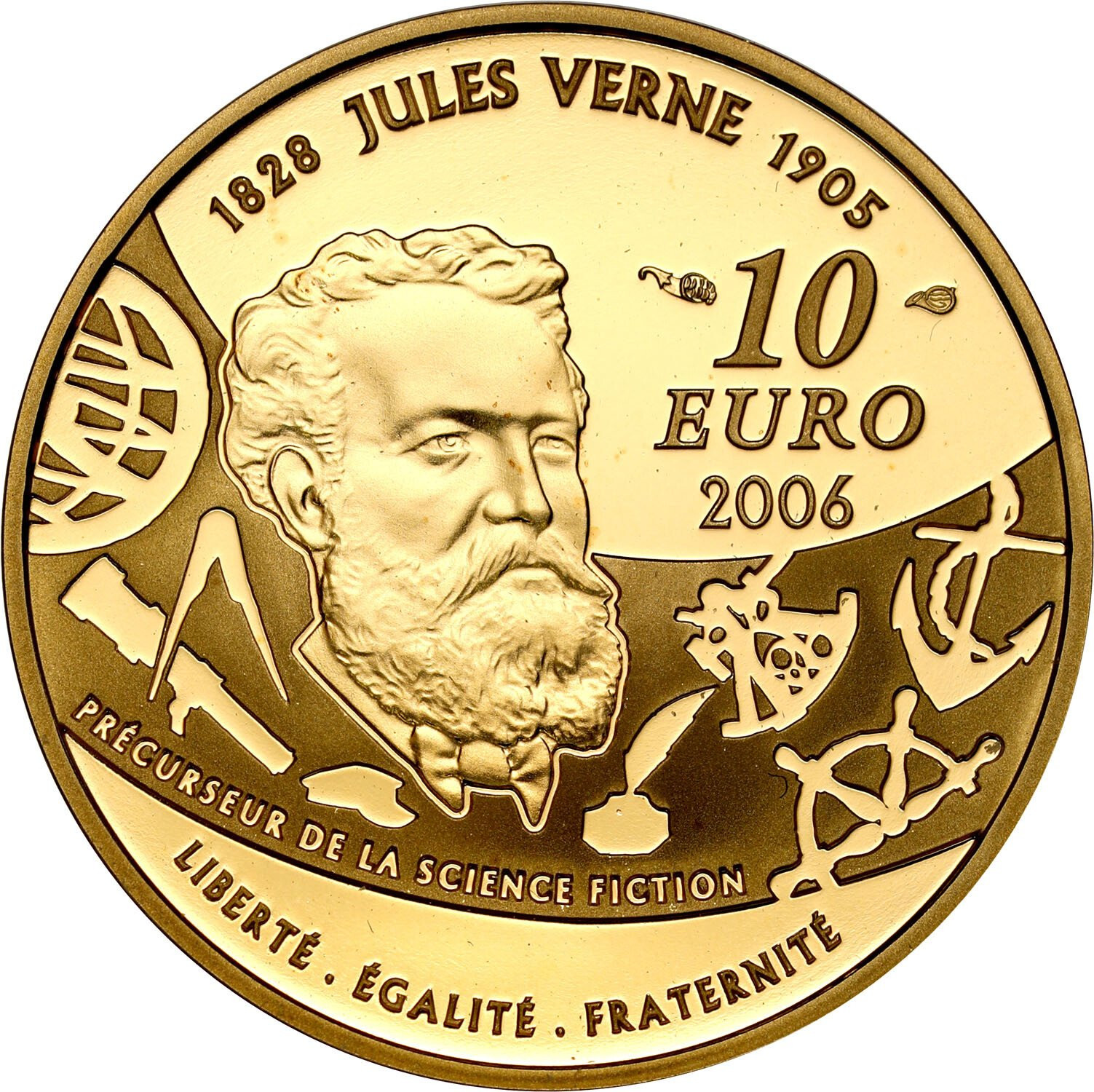 Francja. 10 euro 2006 Juliusz Verne - Pięć tygodni w balonie