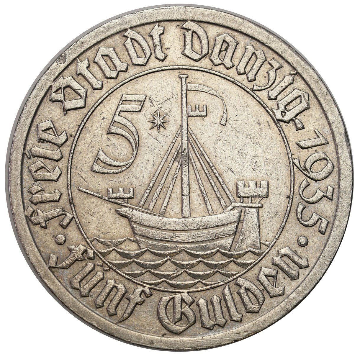 Wolne Miasto Gdańsk/Danzig. 5 Guldenów 1935 Koga - RZADKIE