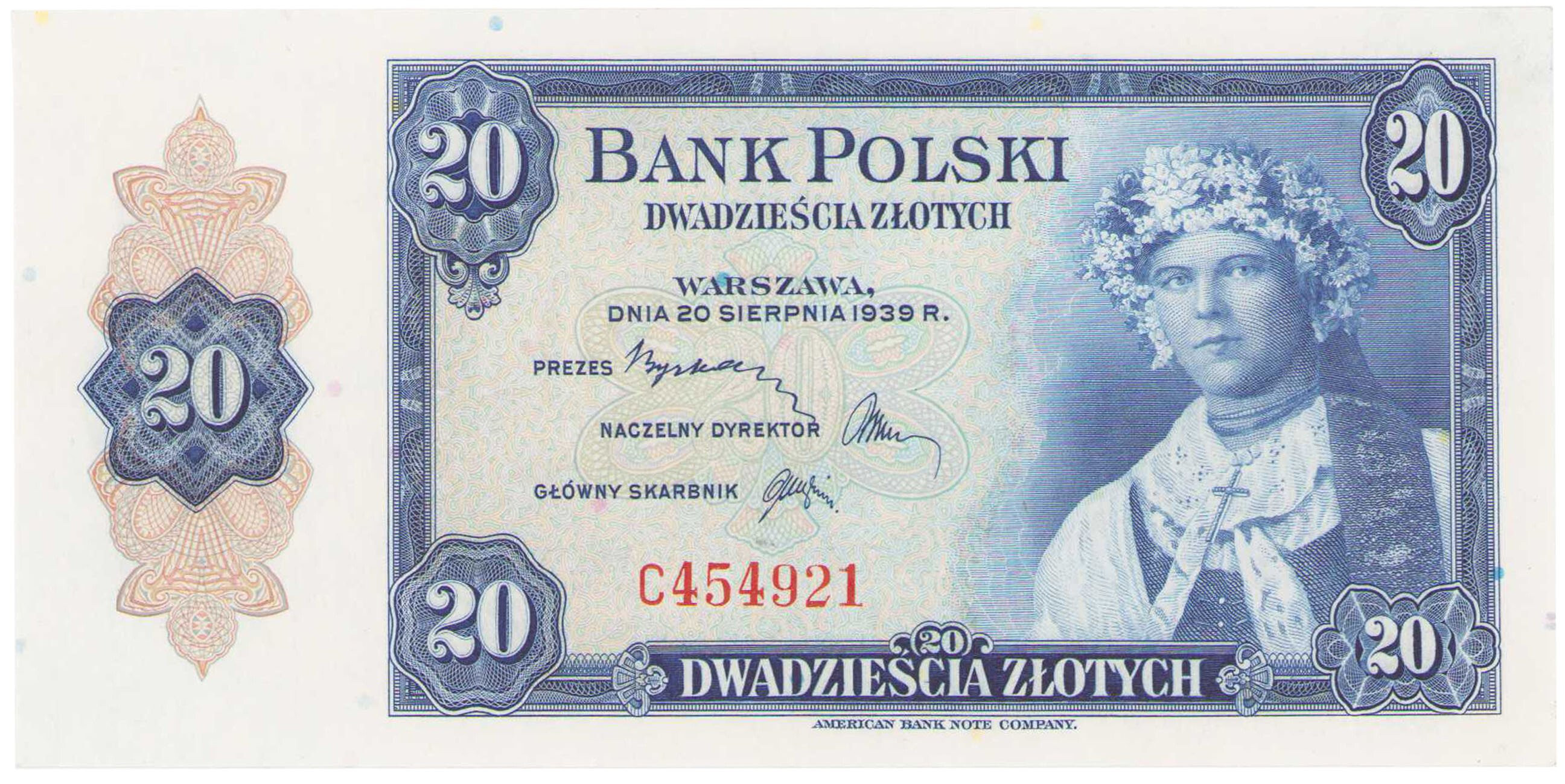 Emigracja 20 złotych 1939 seria C - RZADKOŚĆ R6