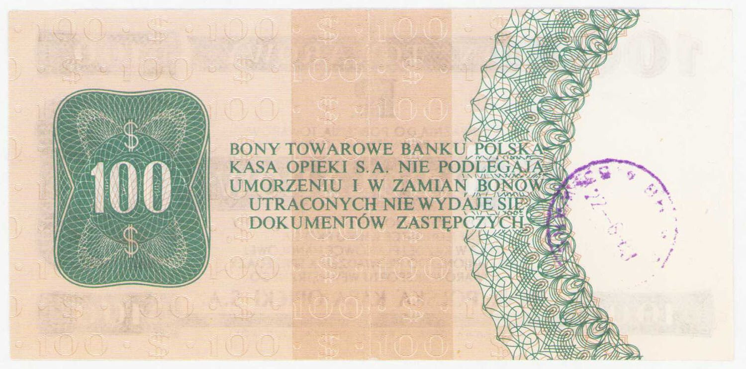 Bon towarowy PEKAO na 100 dolarów 1979 seria HK - RZADKIE