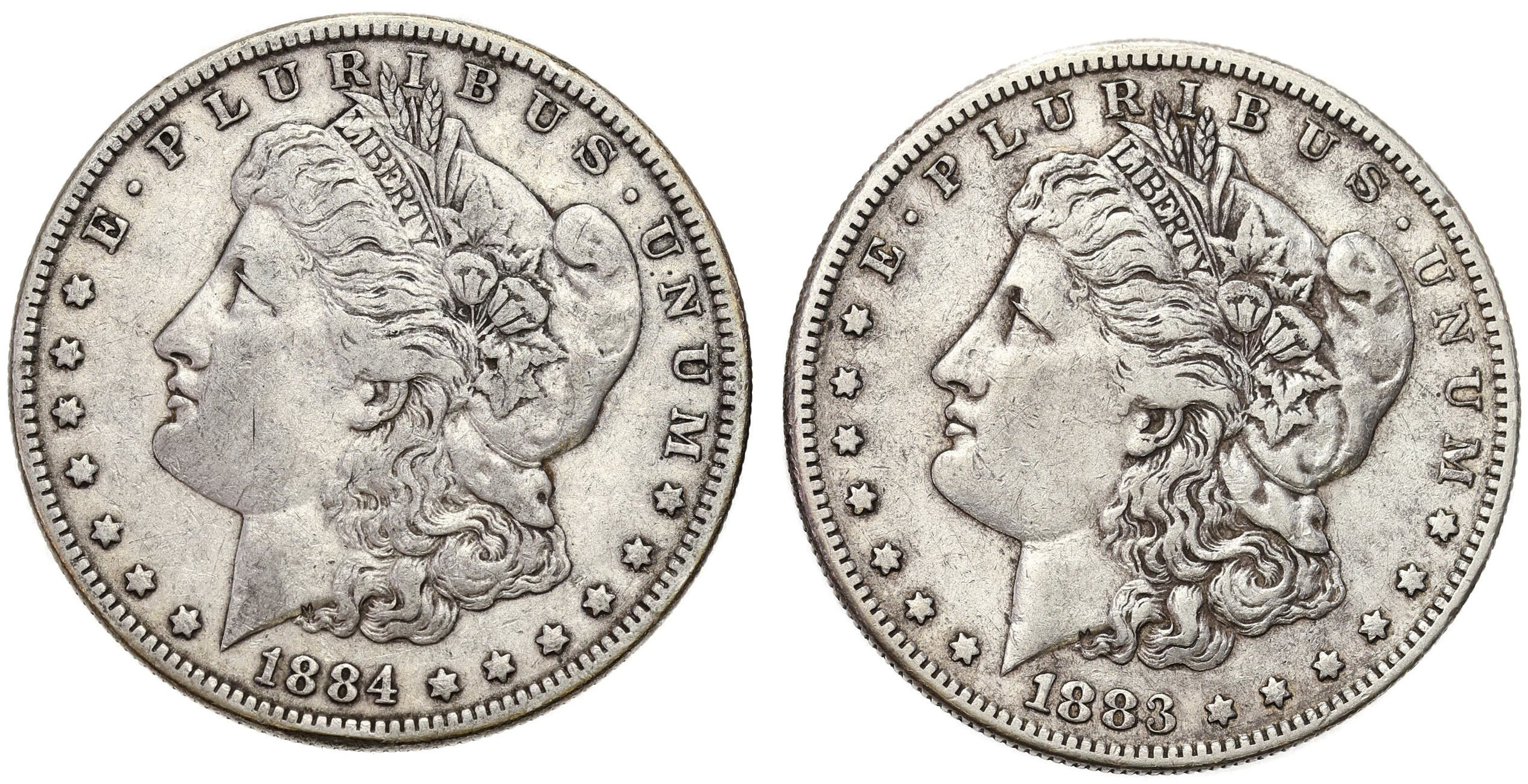 USA, Liberty 1 Dolar 1884 + 1883 Filadelfia – zestaw 2 sztuk