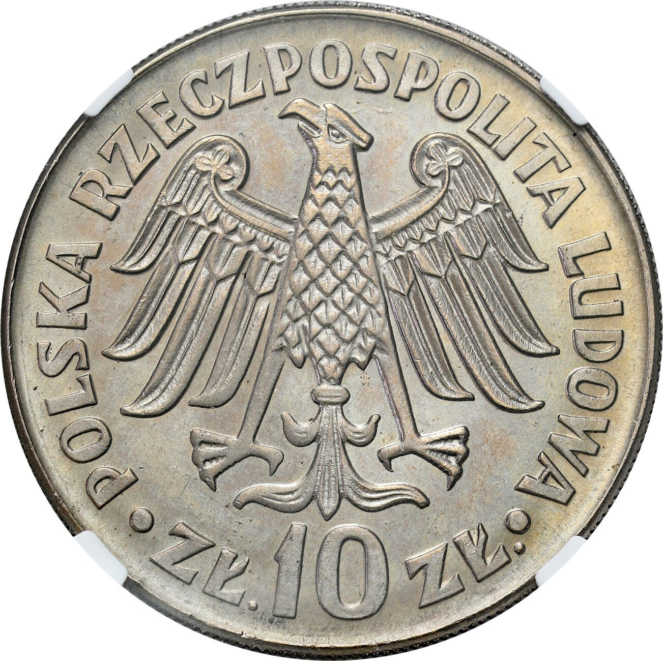 PRL. 10 złotych 1964 Kazimierz Wielki (napis wypukły) NGC MS65
