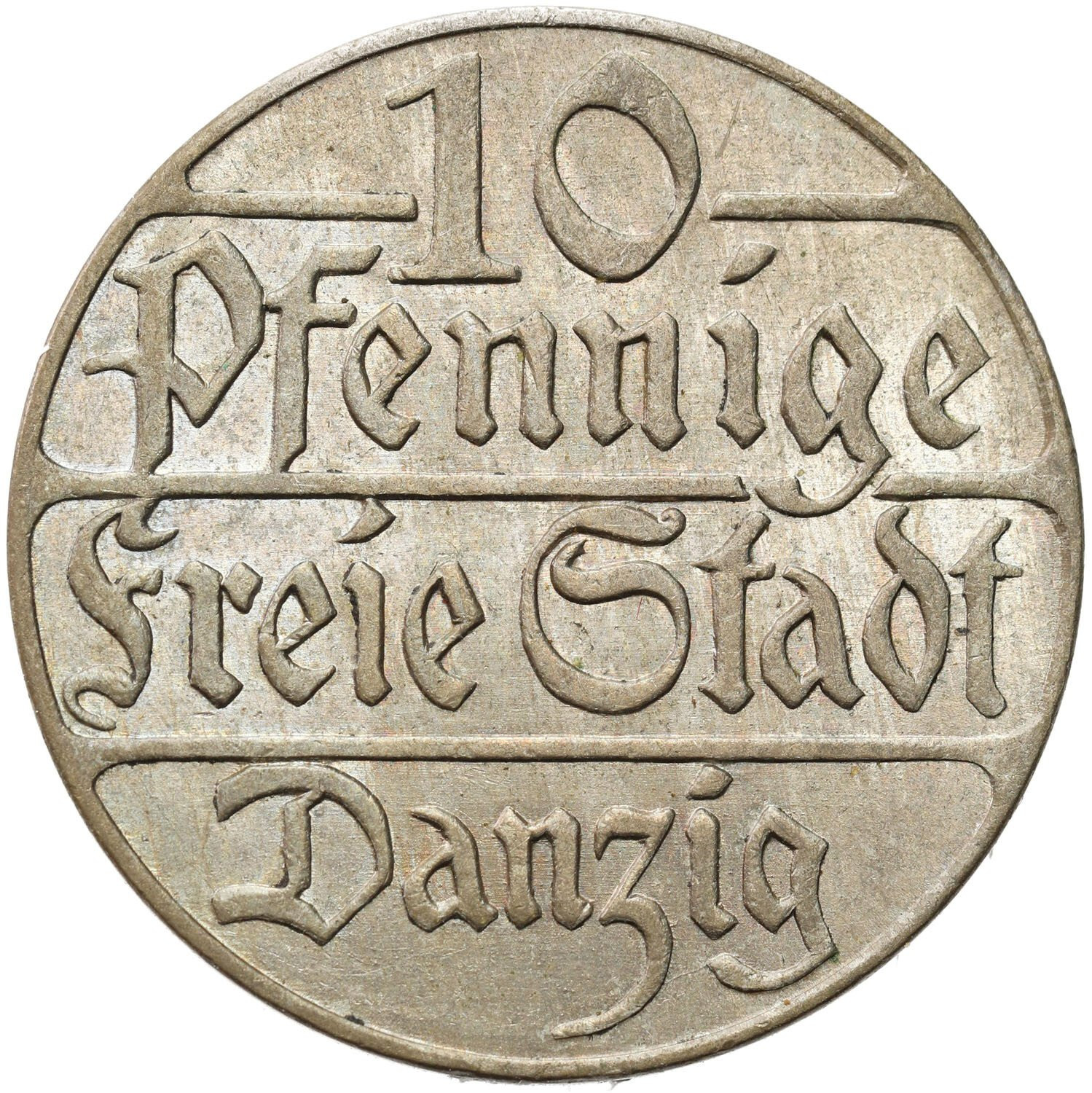 Wolne Miasto Gdańsk / Danzig. 10 fenigów 1923, Berlin - BARDZO ŁADNE