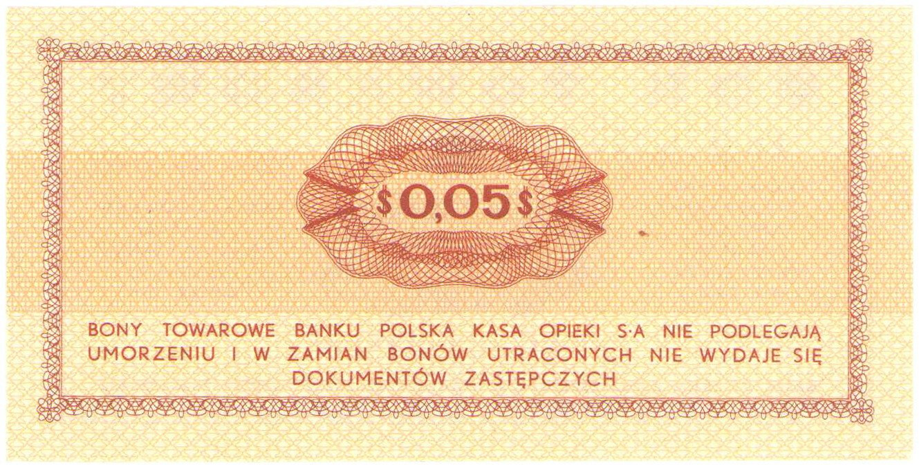 Bank PEKAO S.A. Bon na 5 centów 1969 seria Ea - PIĘKNE