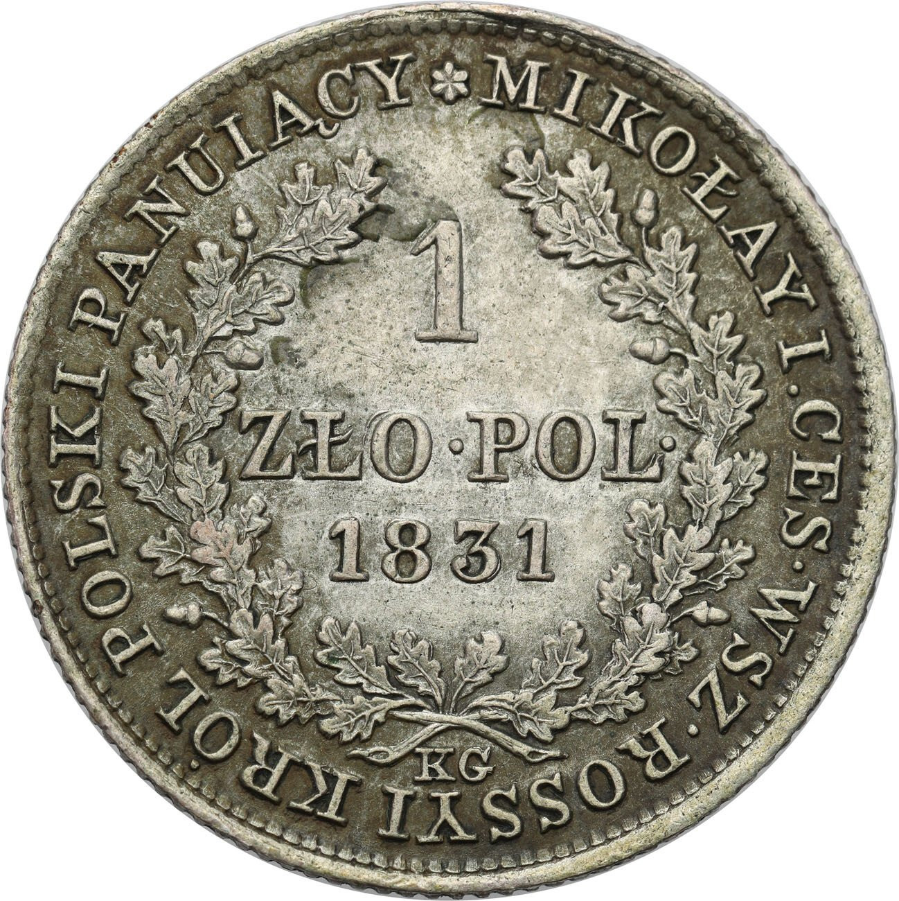 Królestwo Polskie / Rosja. Mikołaj I. 1 złoty 1831 KG, Warszawa