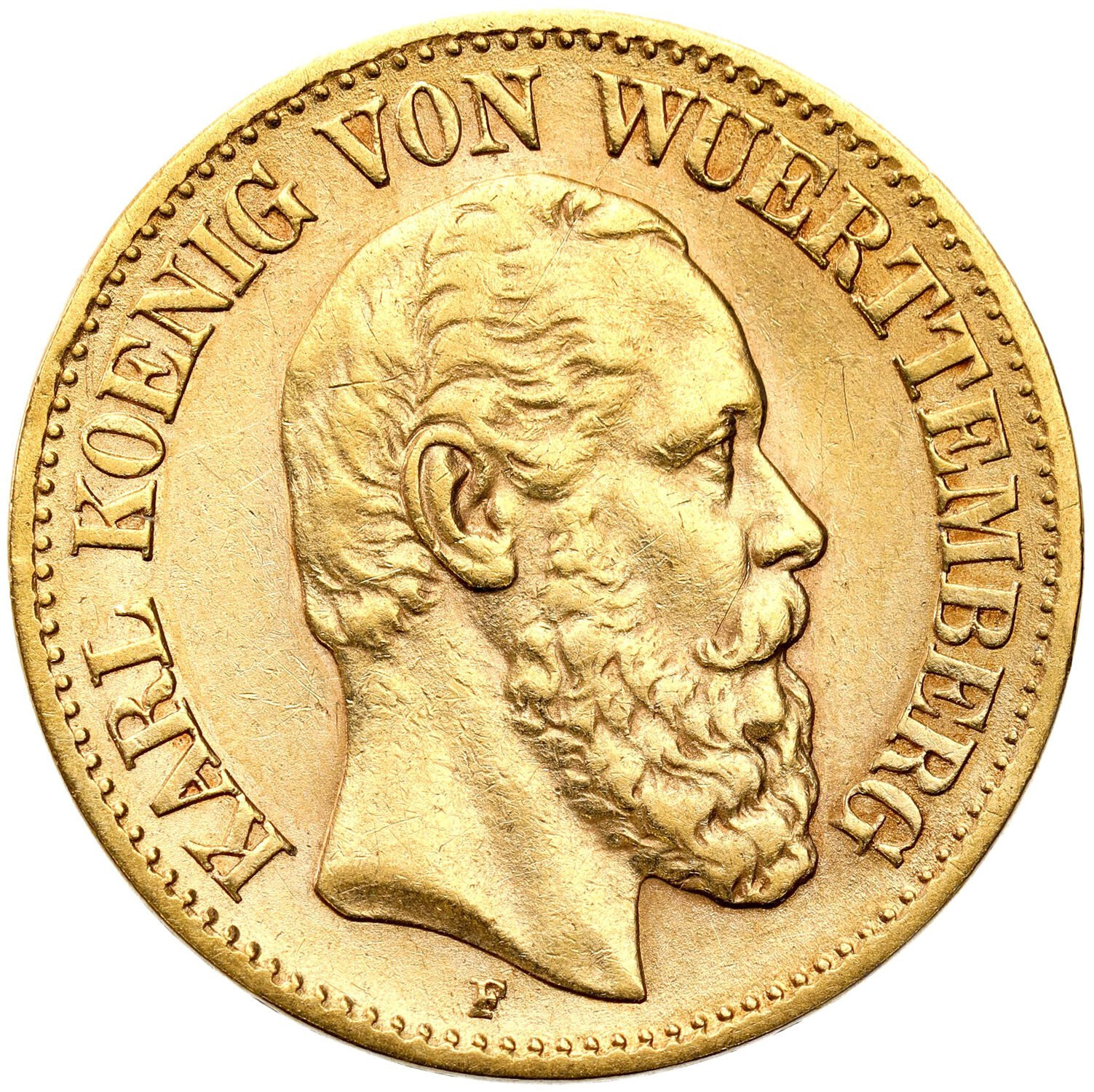 Niemcy, Wirtembergia. Karol. 10 marek 1876 F, Stuttgart