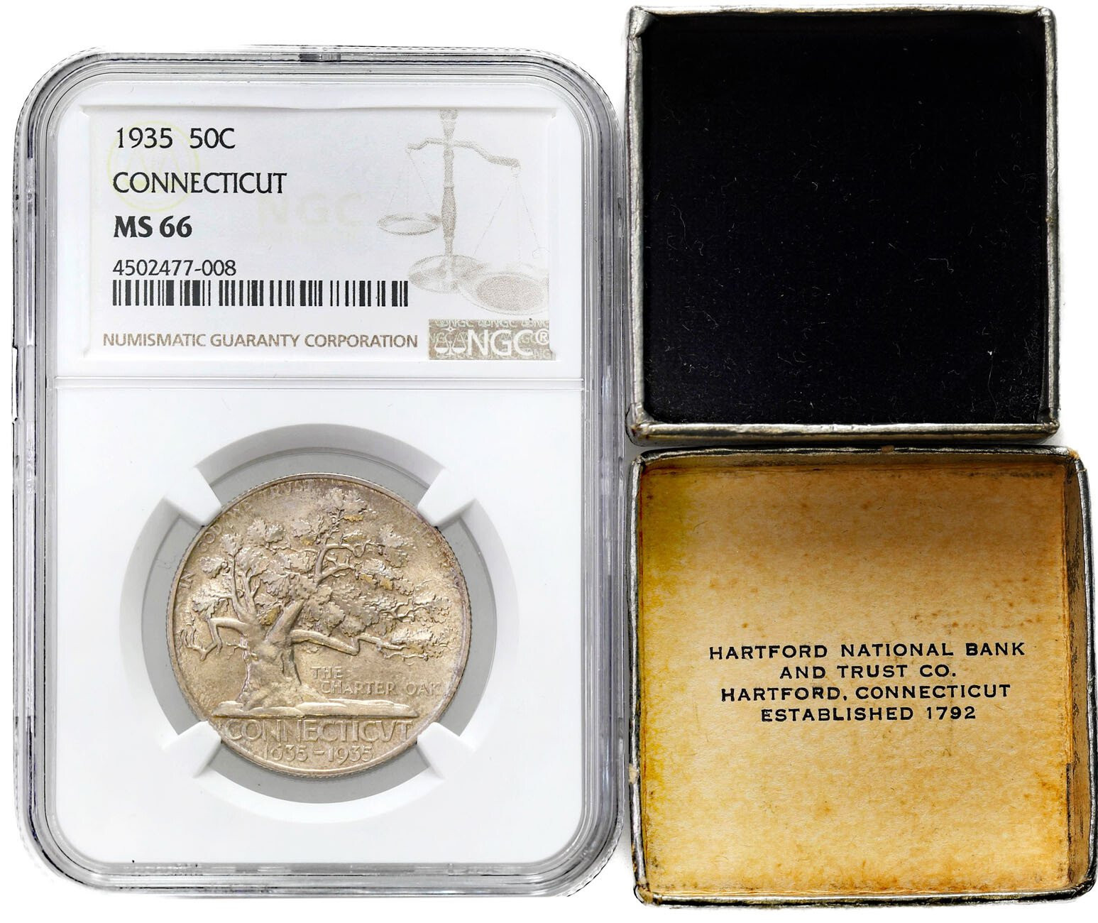 USA. 1/2 dolara (50 centów) 1935 - Connecticut, Filadelfia NGC MS66 - ORYGINALNE PUDEŁKO