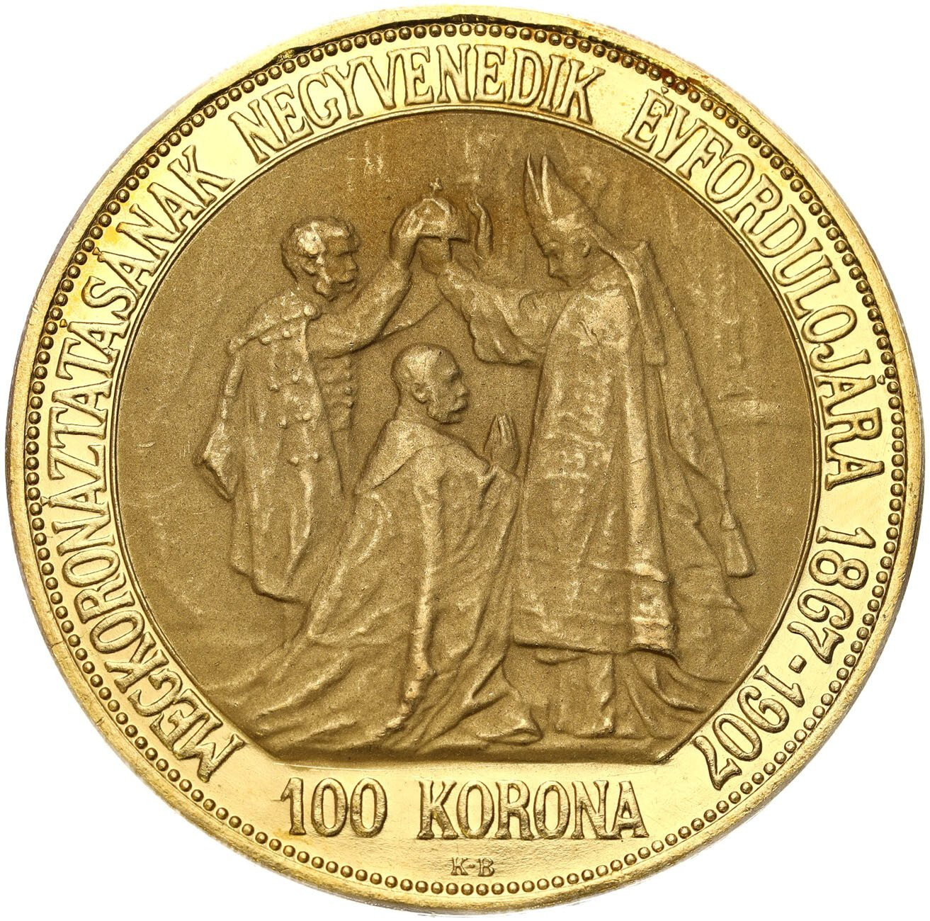 Węgry. Franciszek Józef 100 koron 1907 KB, Kremnica - PIĘKNE