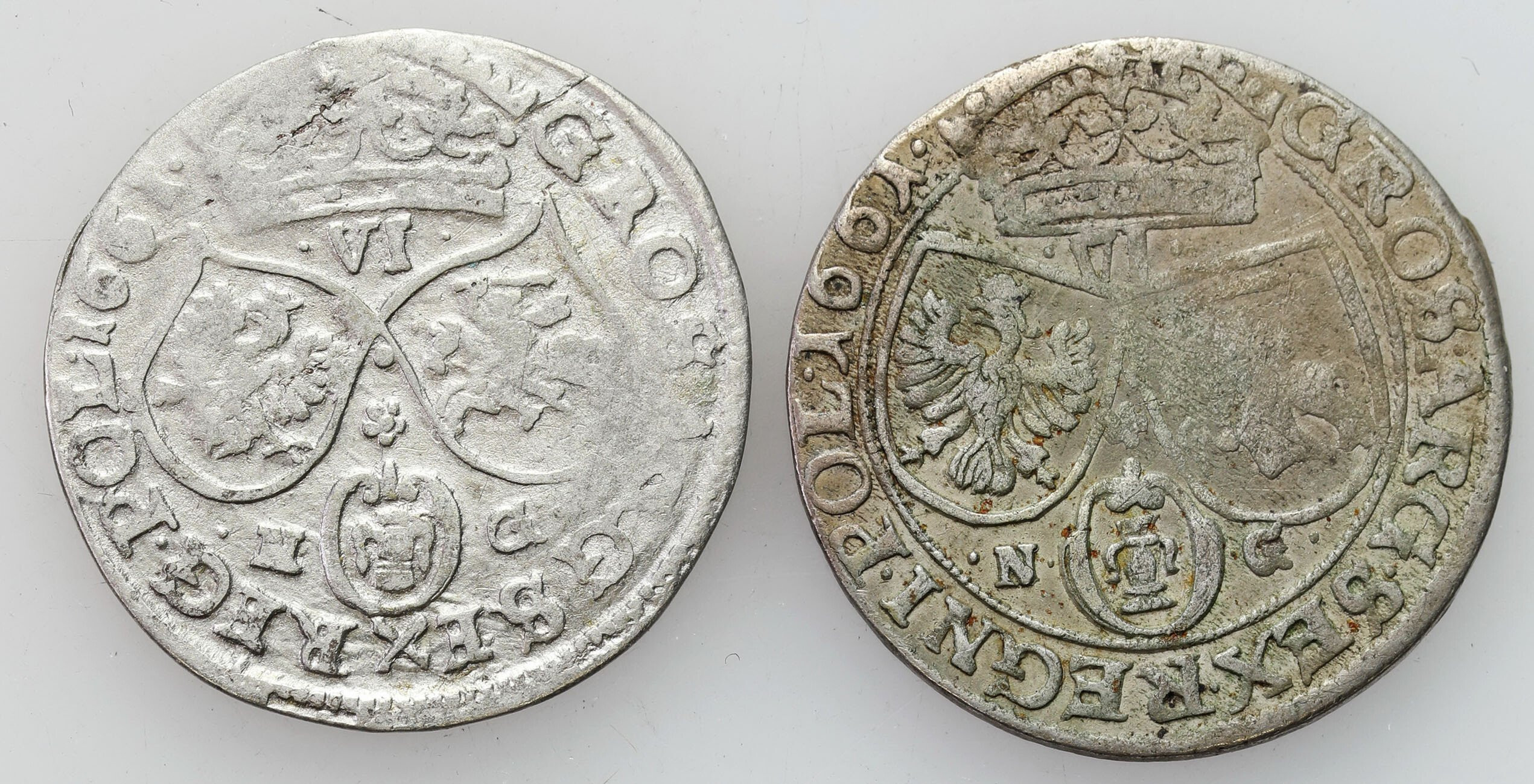 Jan II Kazimierz. Szóstak 1661, Poznań, zestaw 2 monet