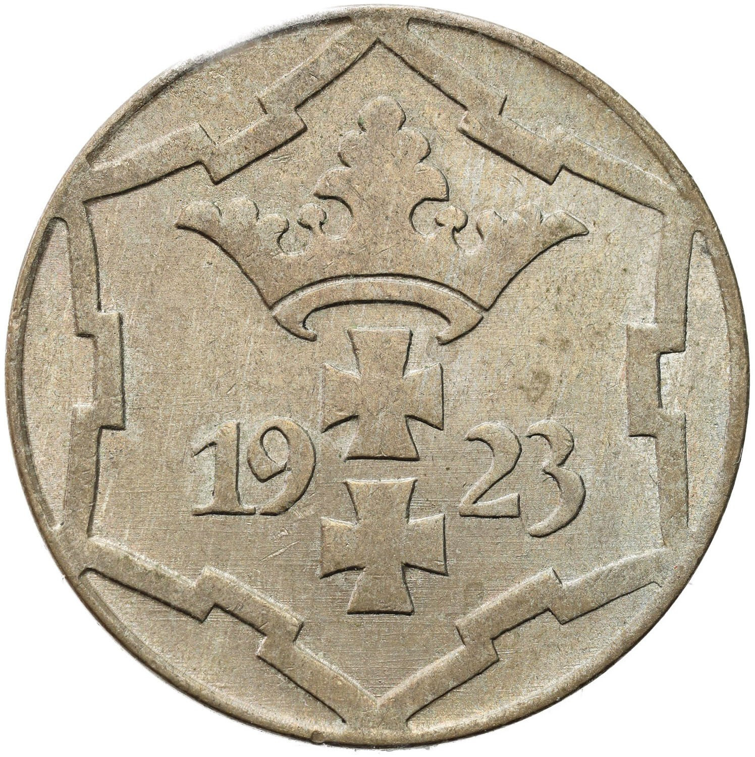 Wolne Miasto Gdańsk / Danzig. 10 fenigów 1923, Berlin - BARDZO ŁADNE