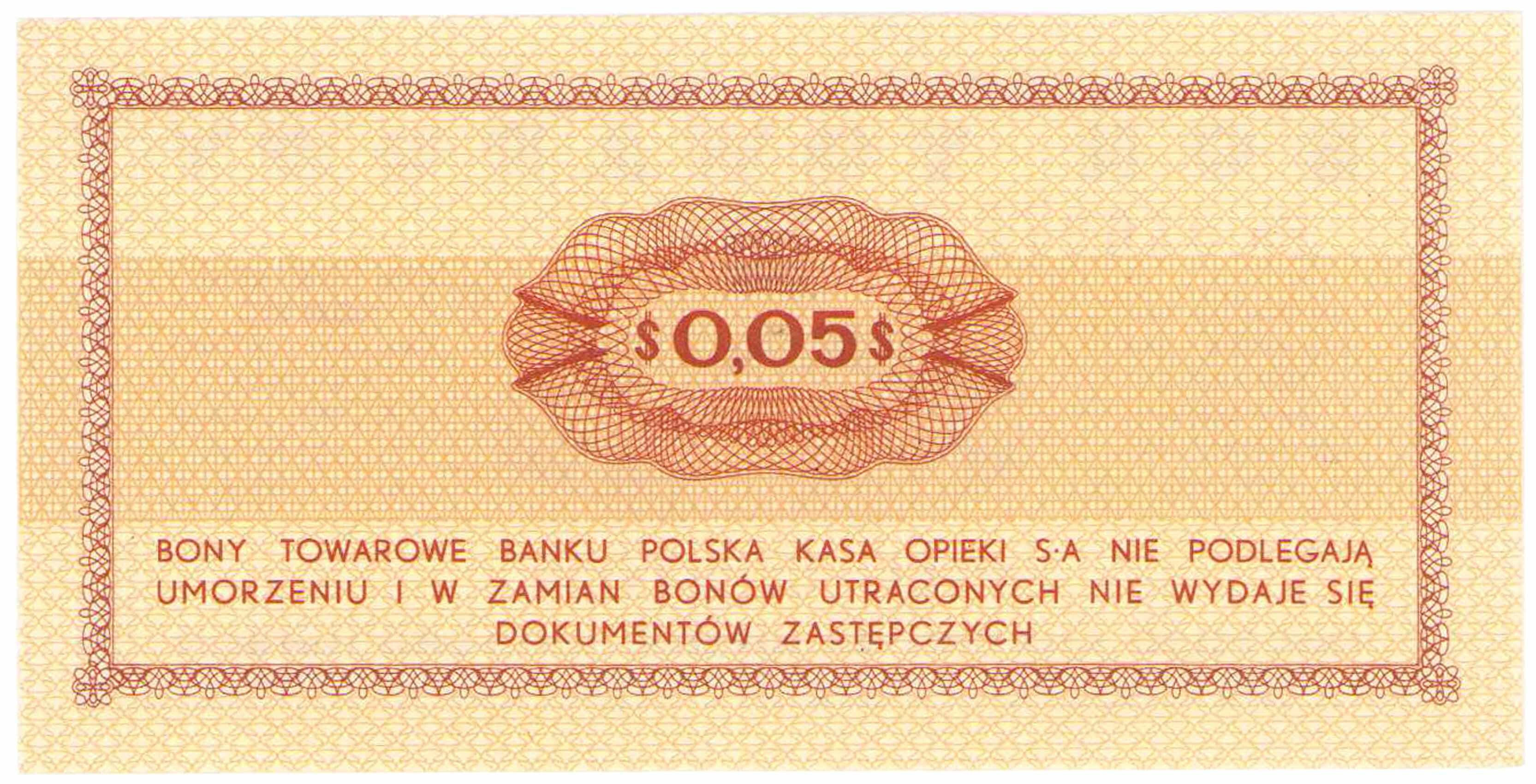 Bon towarowy PEKAO na 5 centów 1969 seria Ea – PIĘKNY