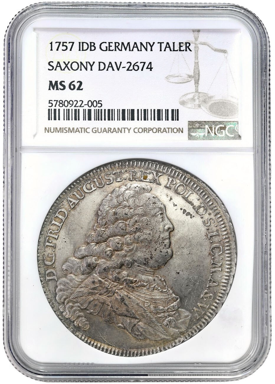 August III Sas. Talar 1757, Drezno NGC MS62 (2 MAX) - PIĘKNY