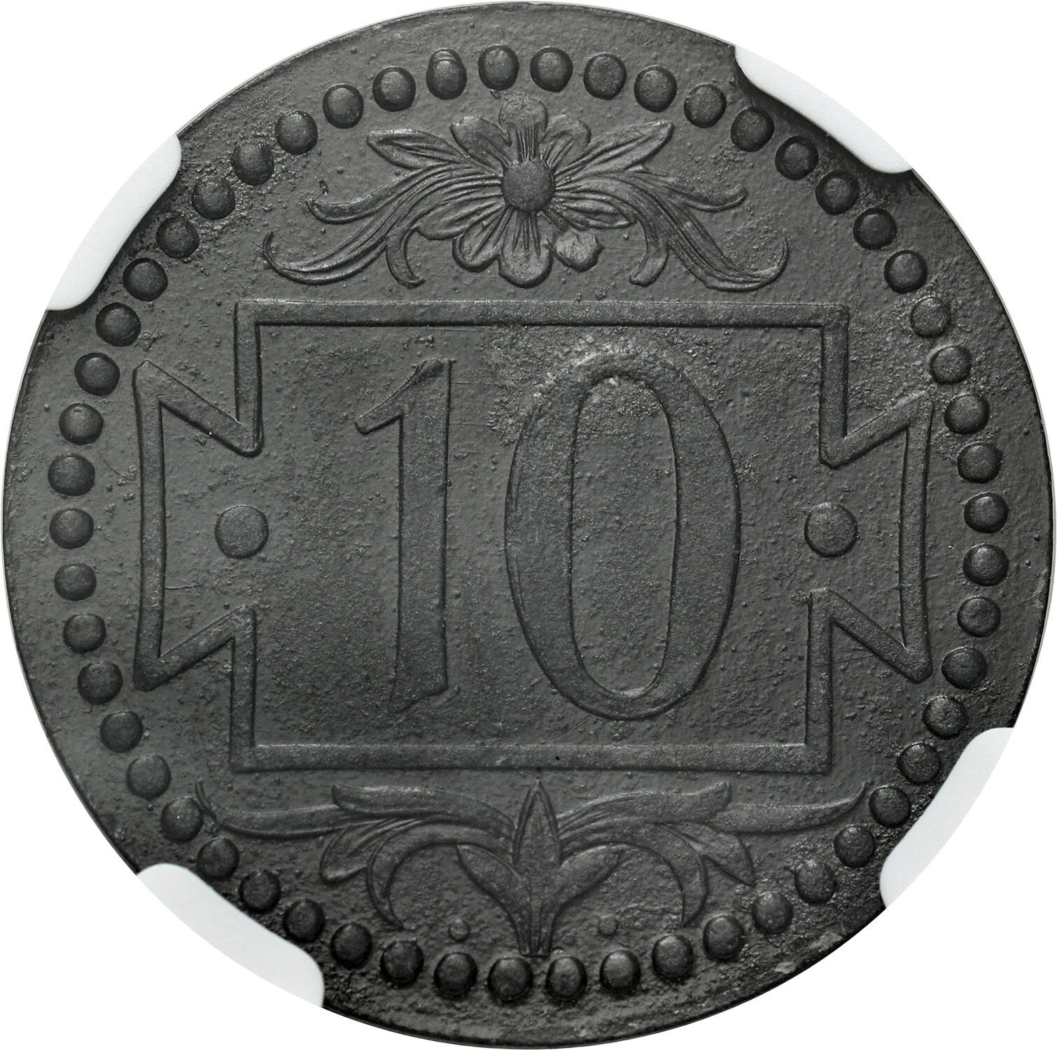 Wolne Miasto Gdańsk/Danzig. 10 fenigów 1920 cynk, mała cyfra NGC MS62