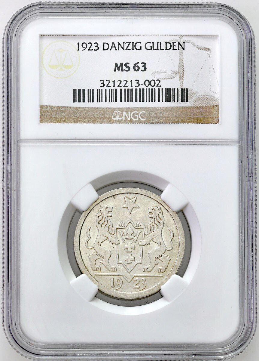 Wolne Miasto Gdańsk/Danzig. 2 Guldeny 1923 NGC MS63 - PIĘKNE