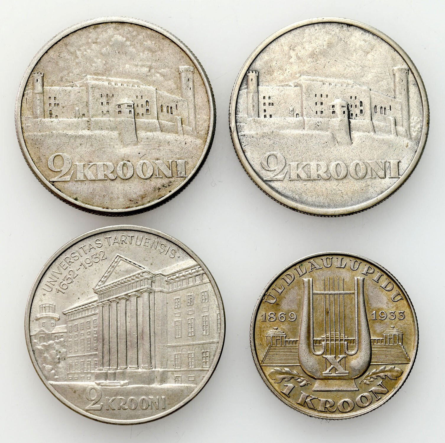 Estonia. 1 do 2 koron 1930 i 1933, Tallinn, zestaw 4 monet