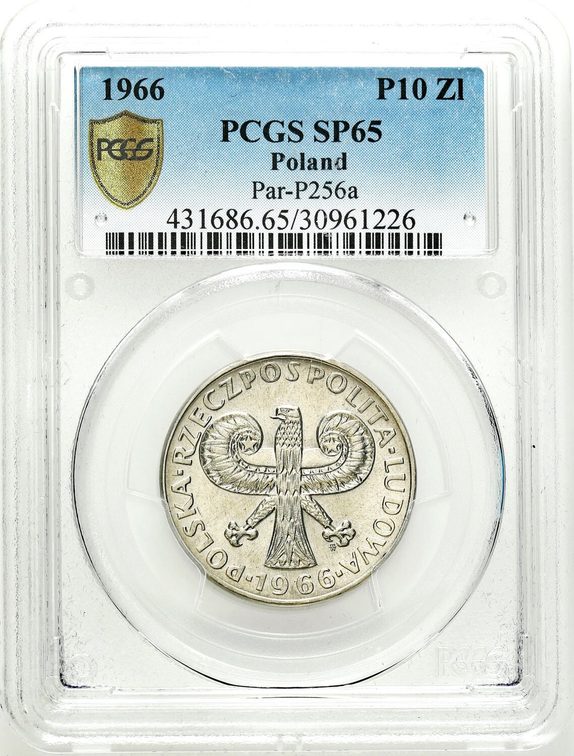 PRL. PRÓBA Nikiel 10 złotych 1966 – VII wieków Warszawy - kolumna