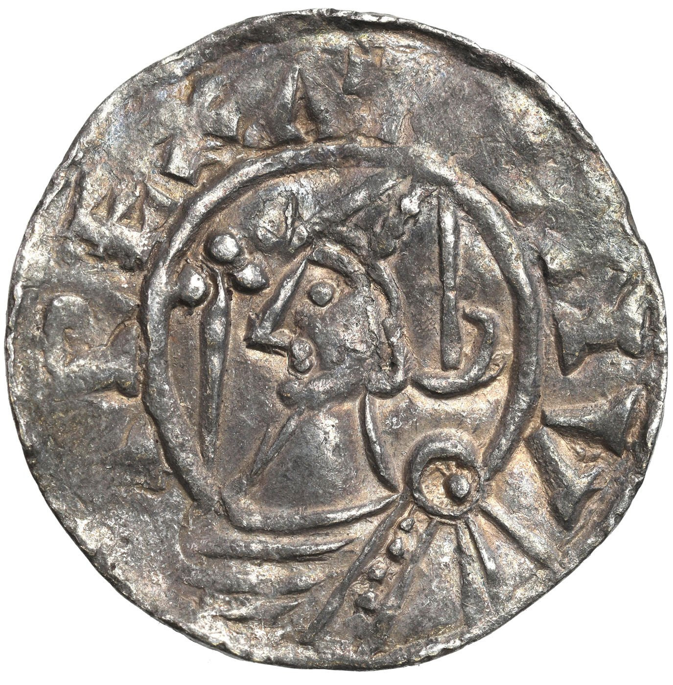 Anglia. Cnut (1016-1035). Denar typu Pointed Helmet