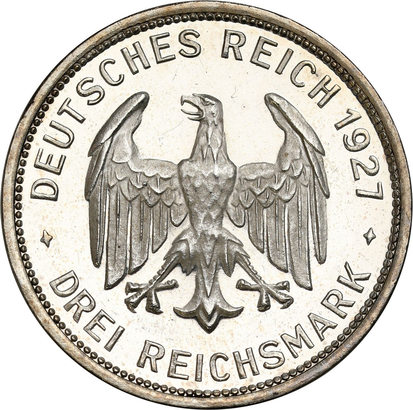 Niemcy. Weimar. 3 marki 1927 F, Stuttgart - Uniwersytet Tubingen – STEMPEL LUSTRZANY